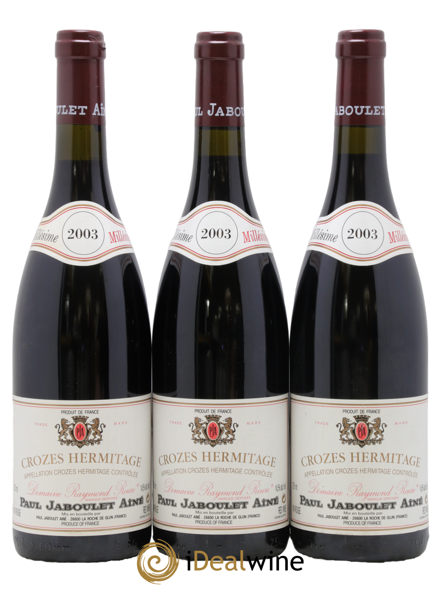 Crozes-Hermitage Domaine de Roure Paul Jaboulet Ainé 2003 - Lot of 3 bottles - 0