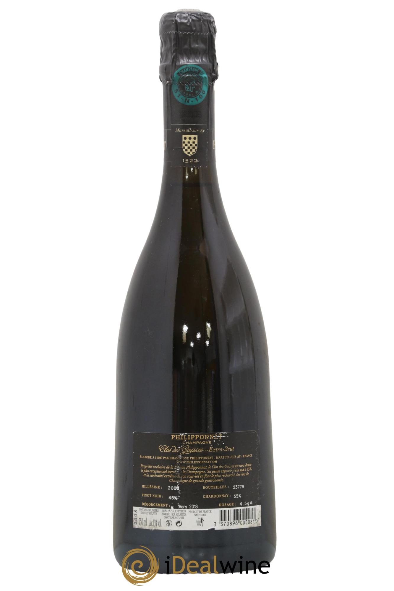 Clos des Goisses Philipponnat 2008 - Lot of 1 bottle - 1