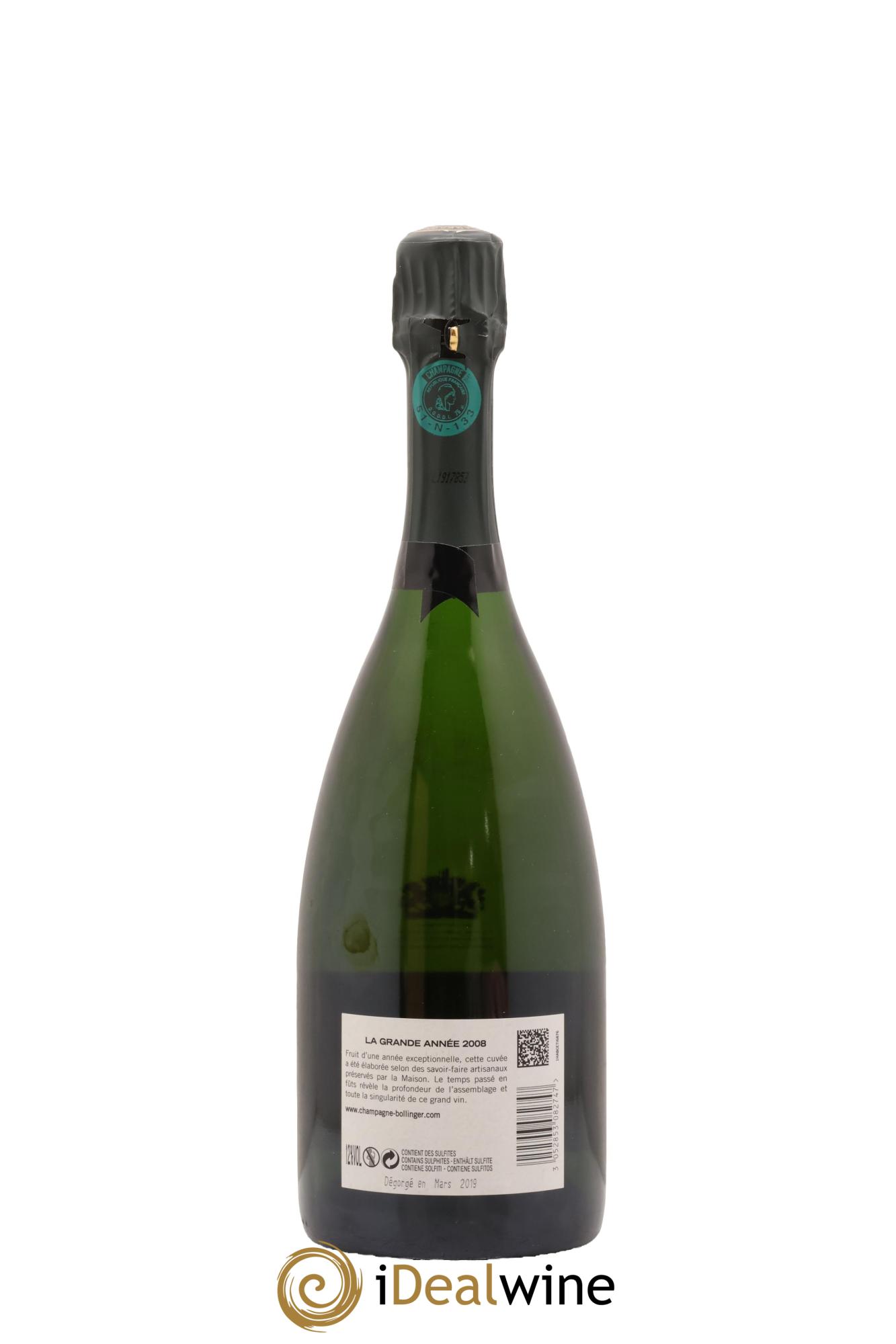 La Grande Année Brut Bollinger 2008 - Lote de 1 botella - 2