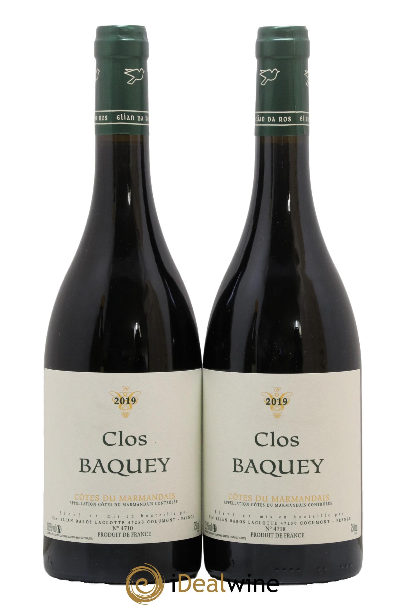 Côtes du Marmandais Clos Baquey Elian Da Ros (Domaine) 2019 - Lot of 2 bottles - 0