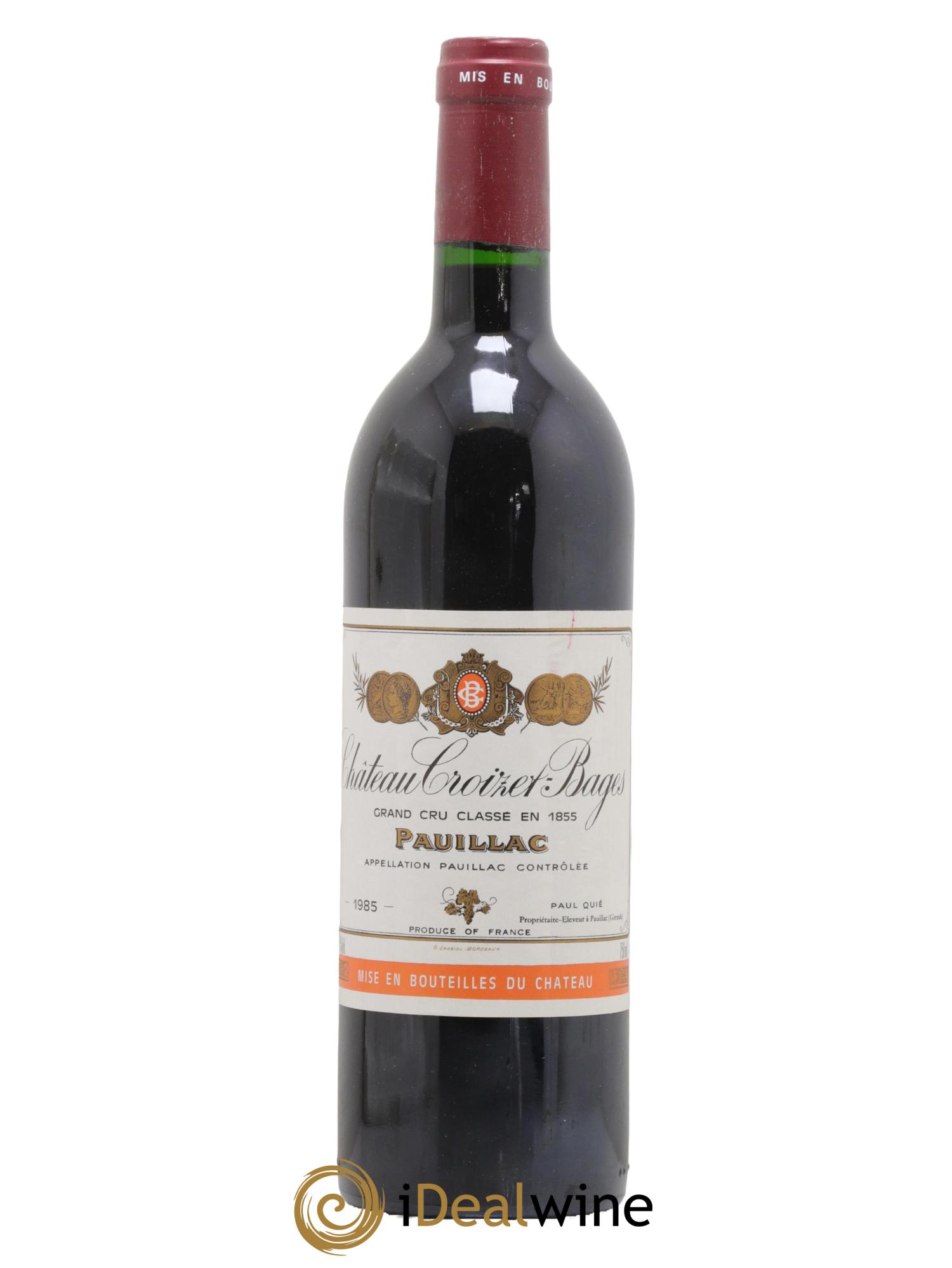 Château Croizet Bages 5ème Grand Cru Classé 1985 - Lot de 1 bouteille - 0
