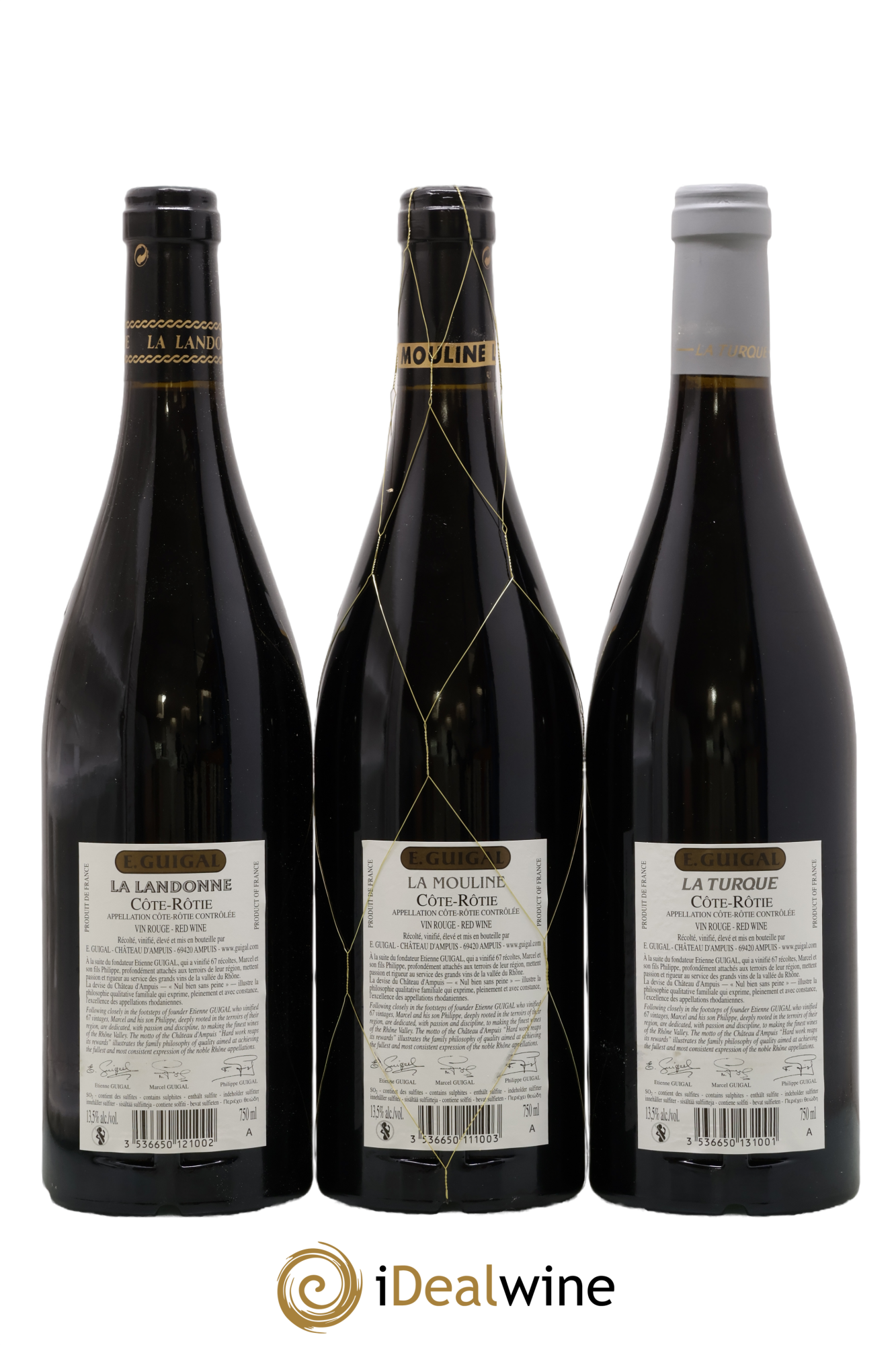 Côte-Rôtie Guigal Trilogie La Turque - La Landonne - La Mouline 2012 - Lot de 3 bouteilles - 1