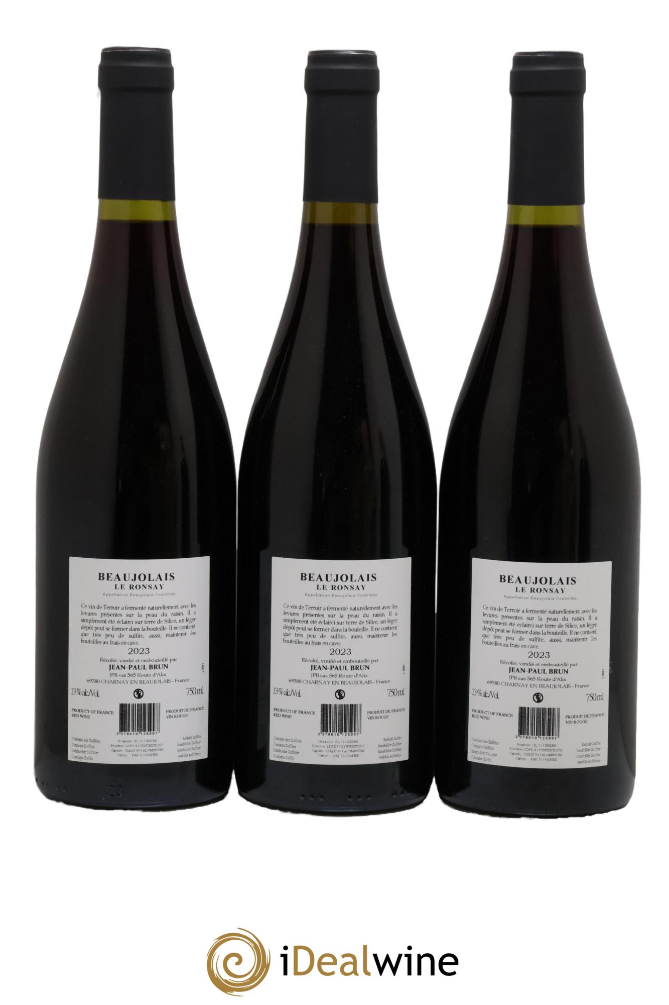 Beaujolais Jp Brun Le Ronsay 2023 - Posten von 3 Flaschen - 1