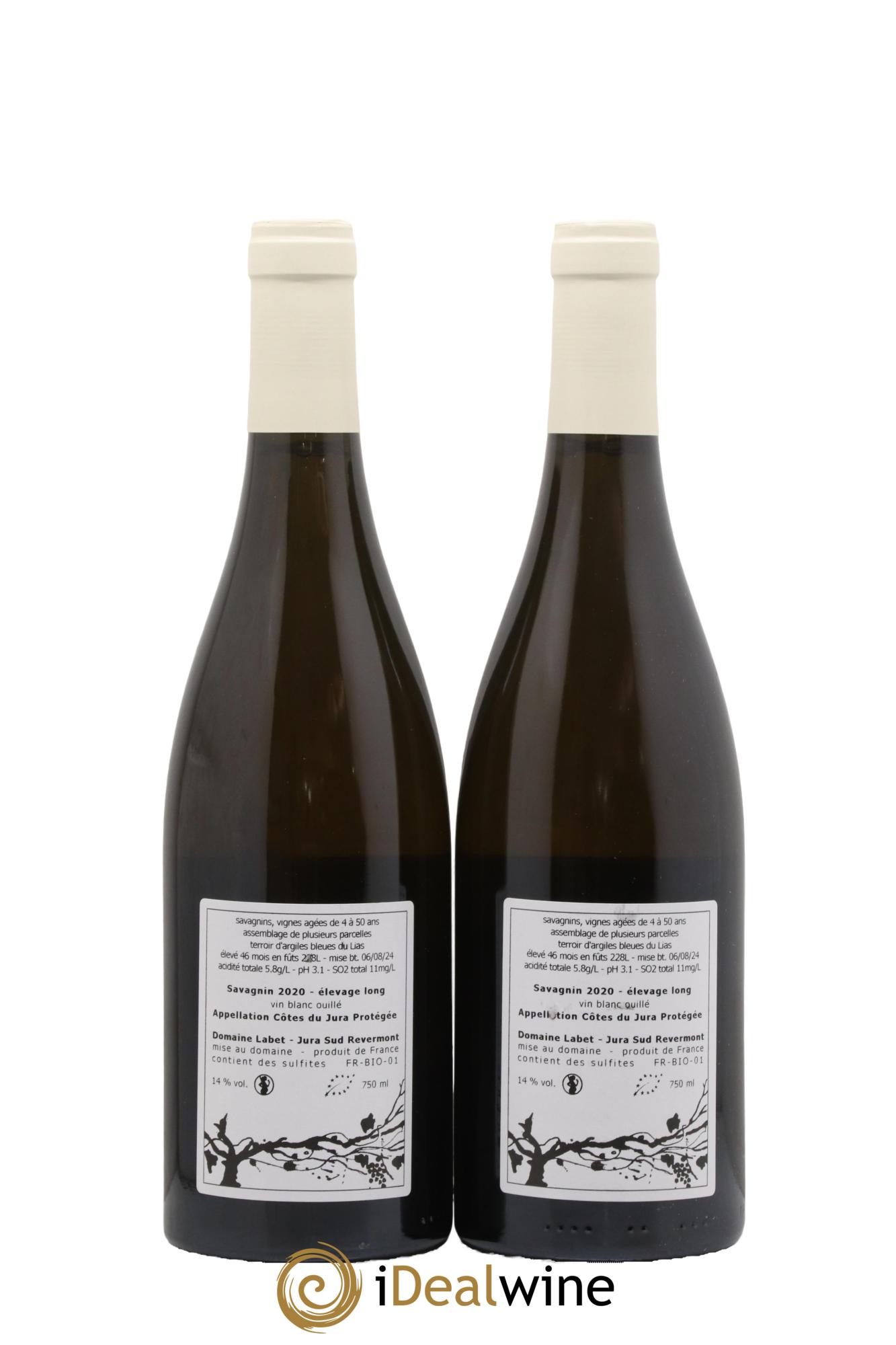 Côtes du Jura Savagnin en Chalasse Elevage Long Romain - Julien - Charline Labet 2020 - Lot de 2 bouteilles - 1