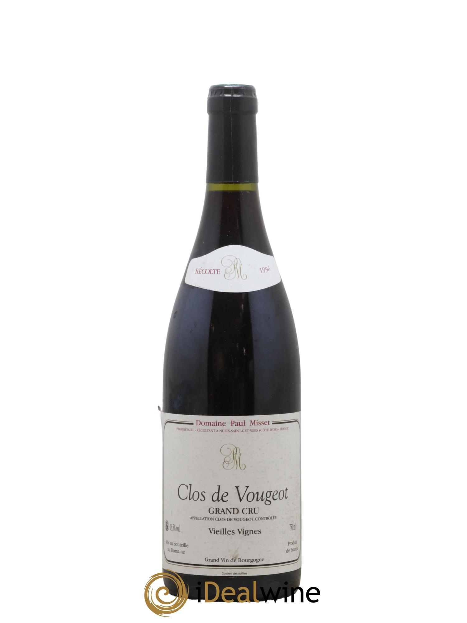 Clos de Vougeot Grand Cru Vieilles Vignes Paul Misset 1996 - Lot de 1 bouteille - 0