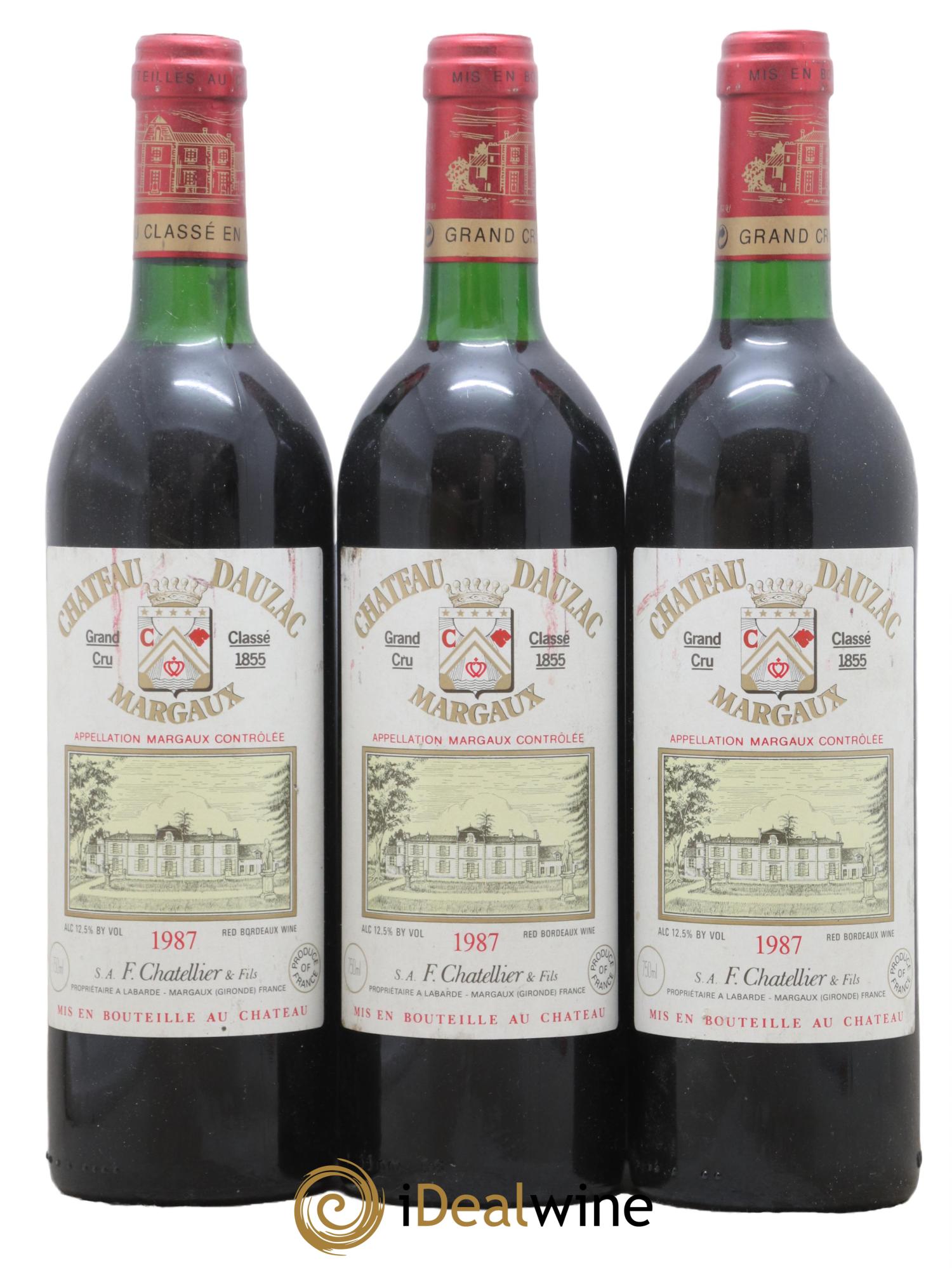 Château Dauzac 5ème Grand Cru Classé 1987 - Lot de 3 bouteilles - 0