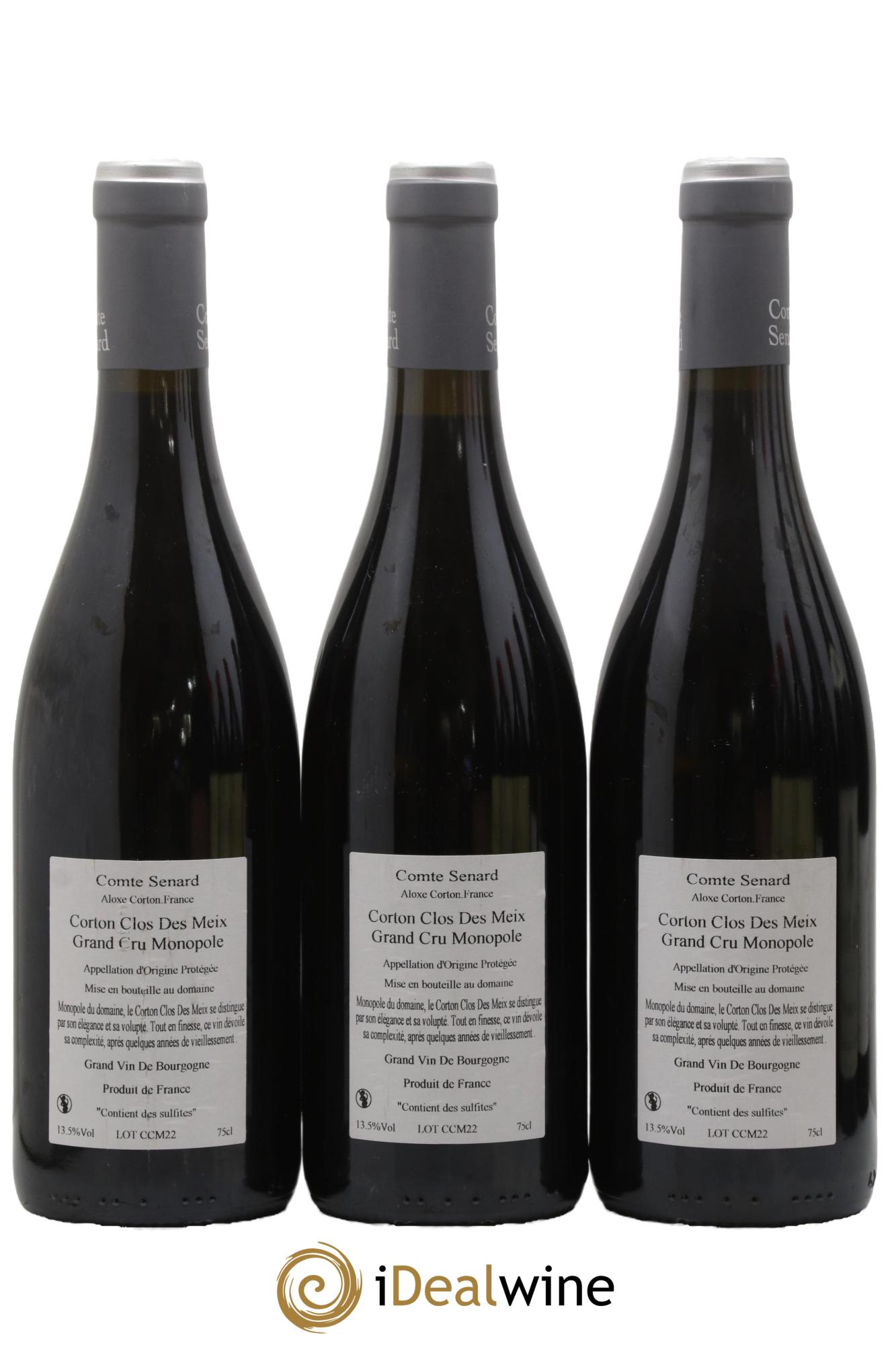Corton Grand Cru Clos des Meix Monopole Comte Senard 2022 - Lot of 3 bottles - 1