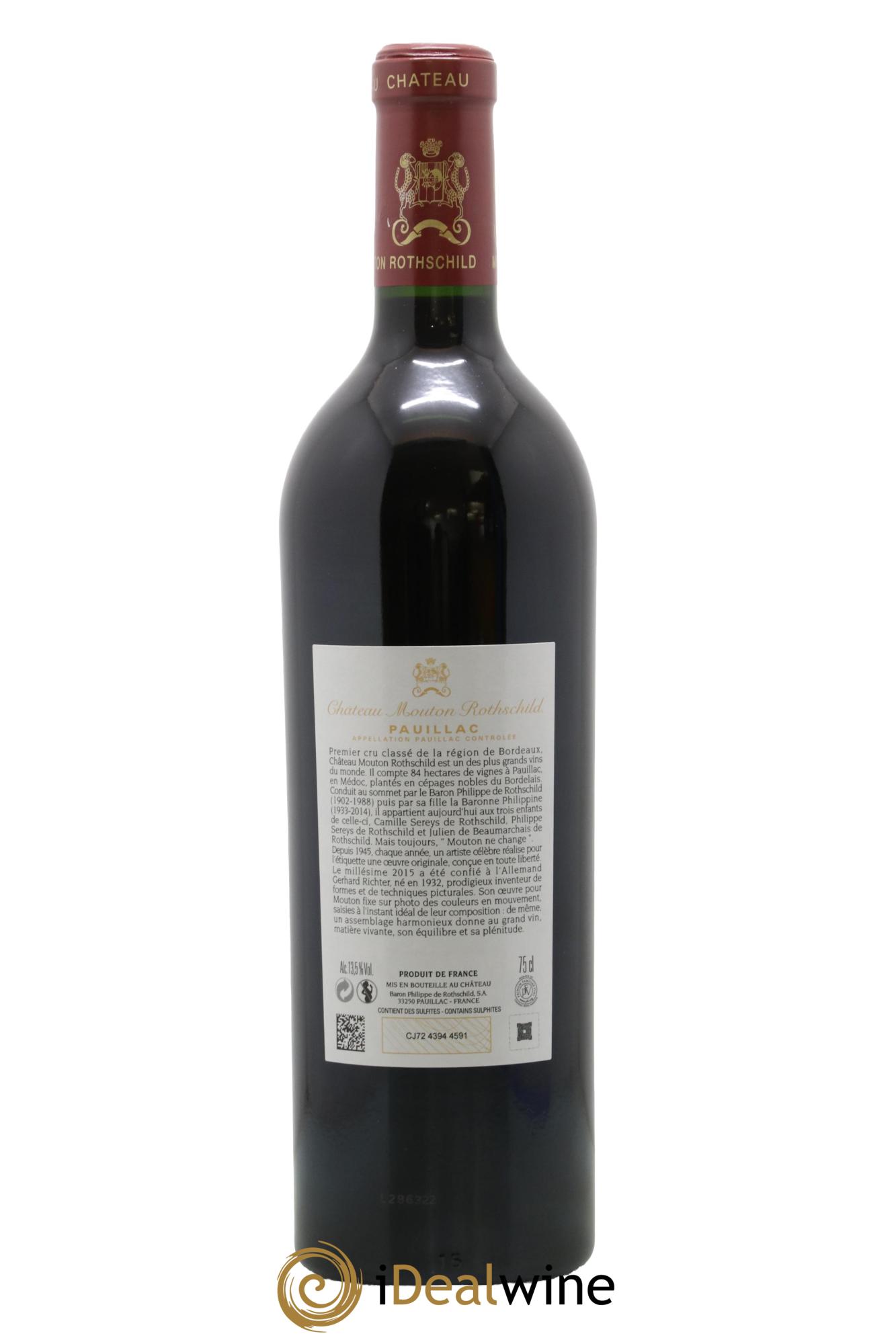 Château Mouton Rothschild 1er Grand Cru Classé 2015 - Lot de 1 bouteille - 1