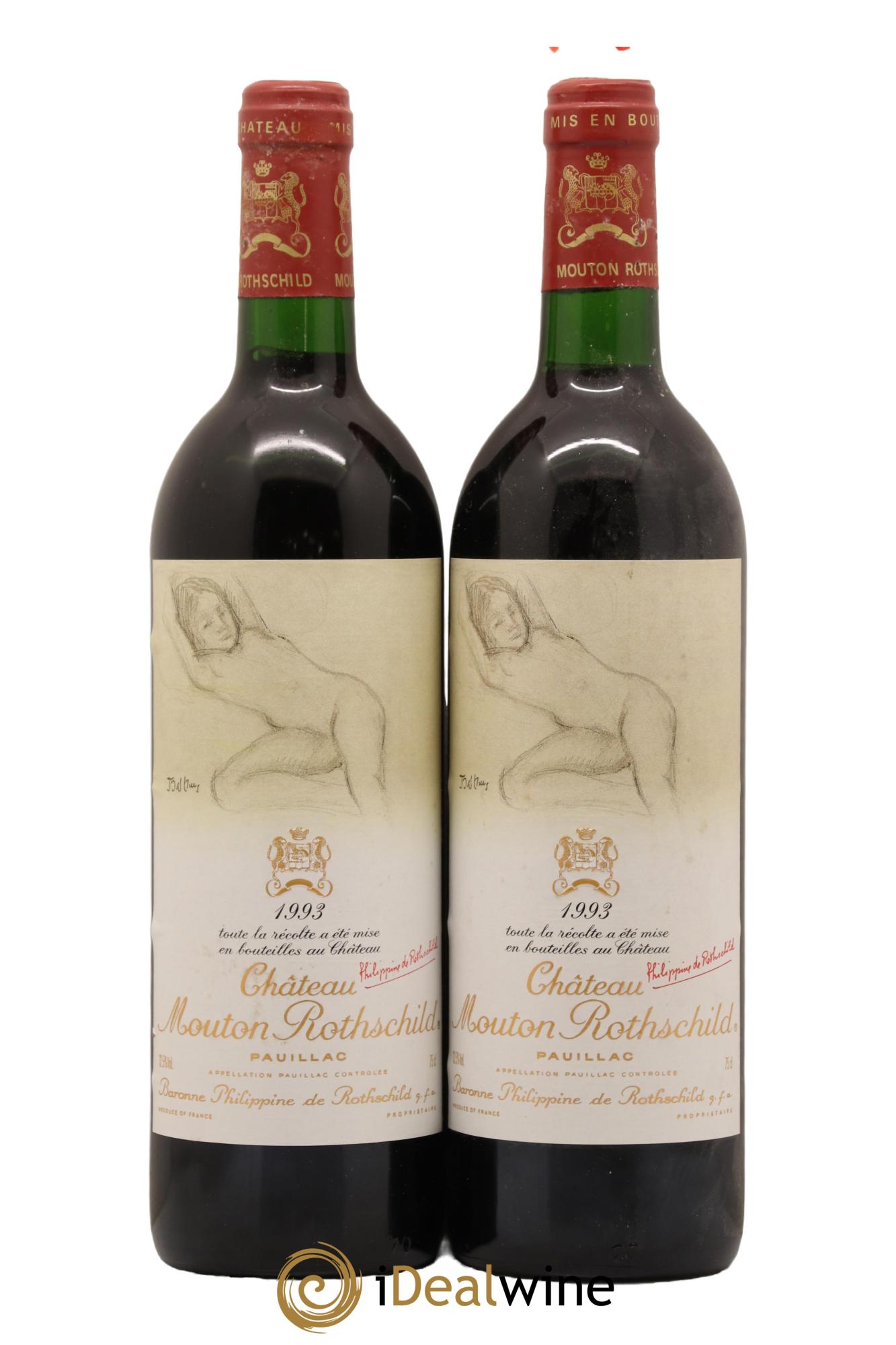 Château Mouton Rothschild 1er Grand Cru Classé 1993 - Lot de 2 bouteilles - 0