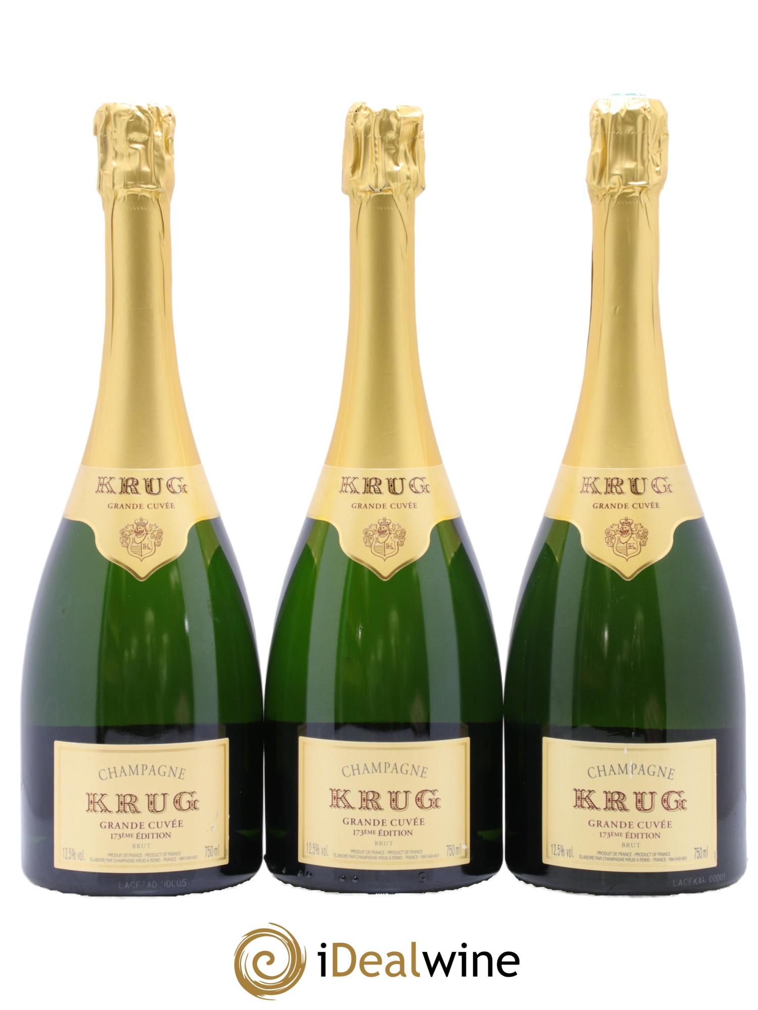 Grande Cuvée Brut - 173ème édition Krug - Lot of 3 bottles - 0