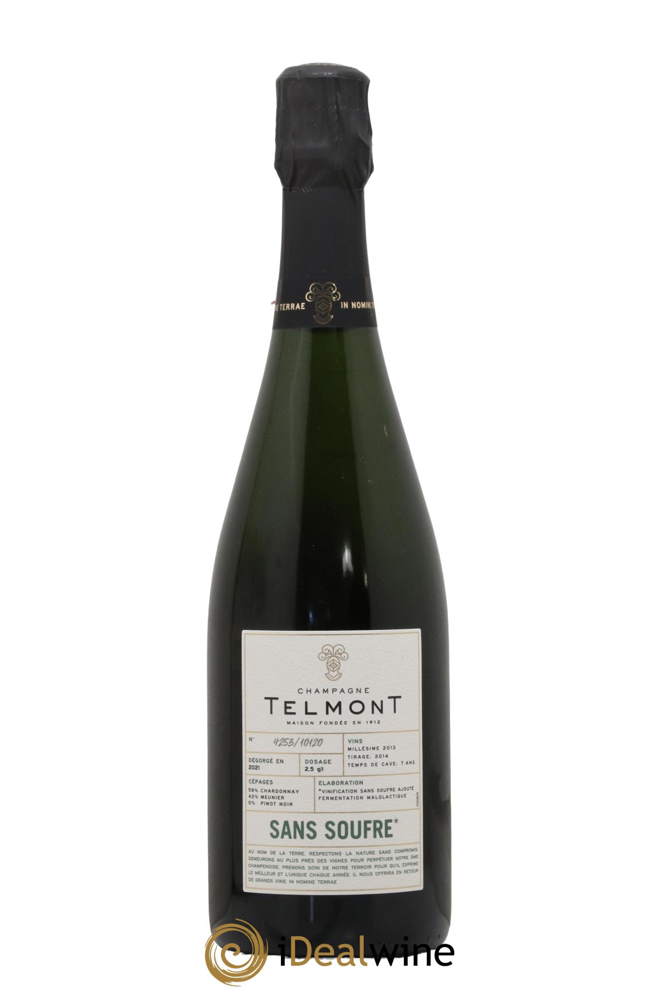 Champagne Sans Souffre Extra Brut Telmont 2013 - Lot de 1 bouteille - 0