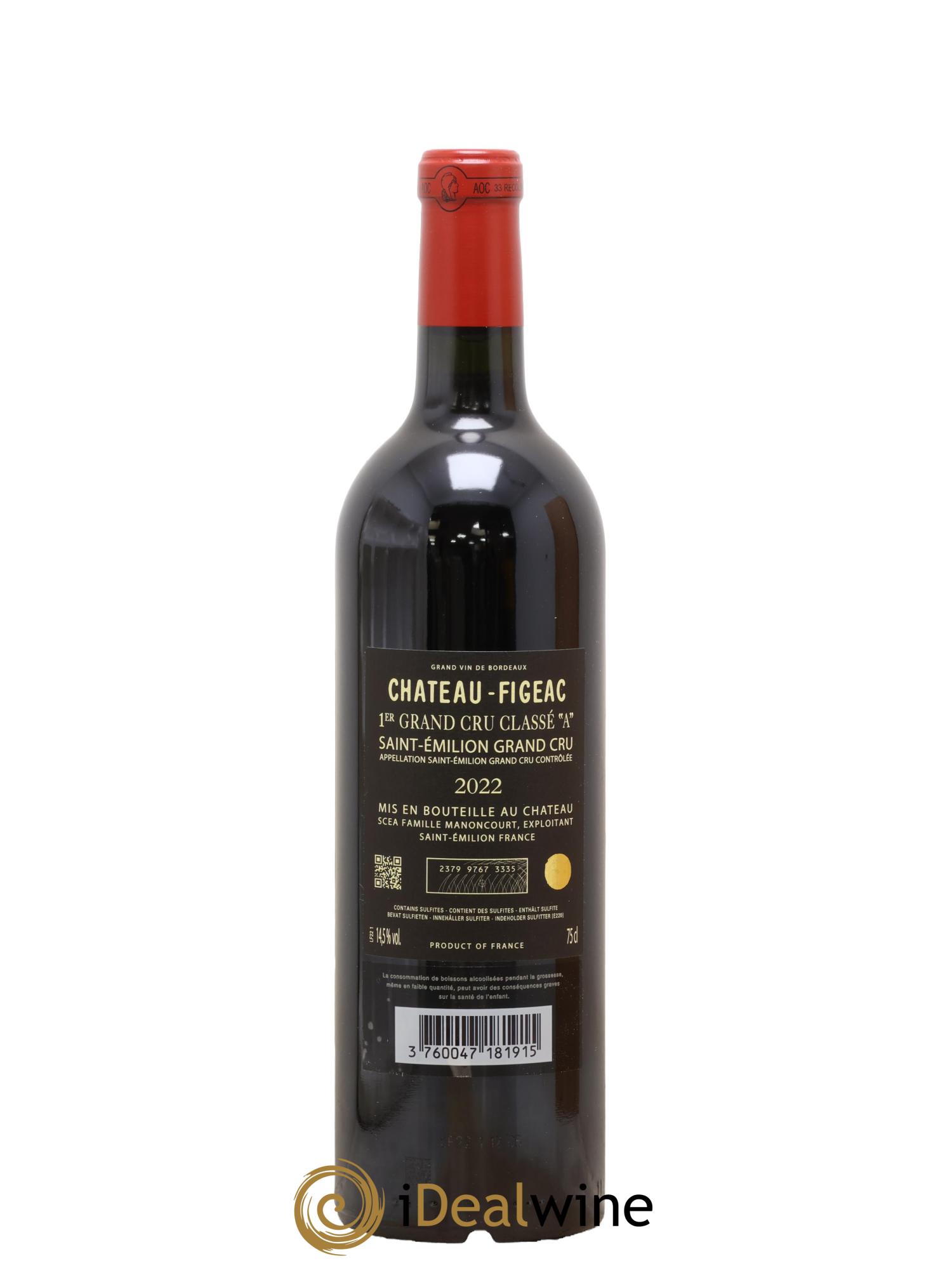 Château Figeac 1er Grand Cru Classé A 2022 - Lot de 1 bouteille - 1