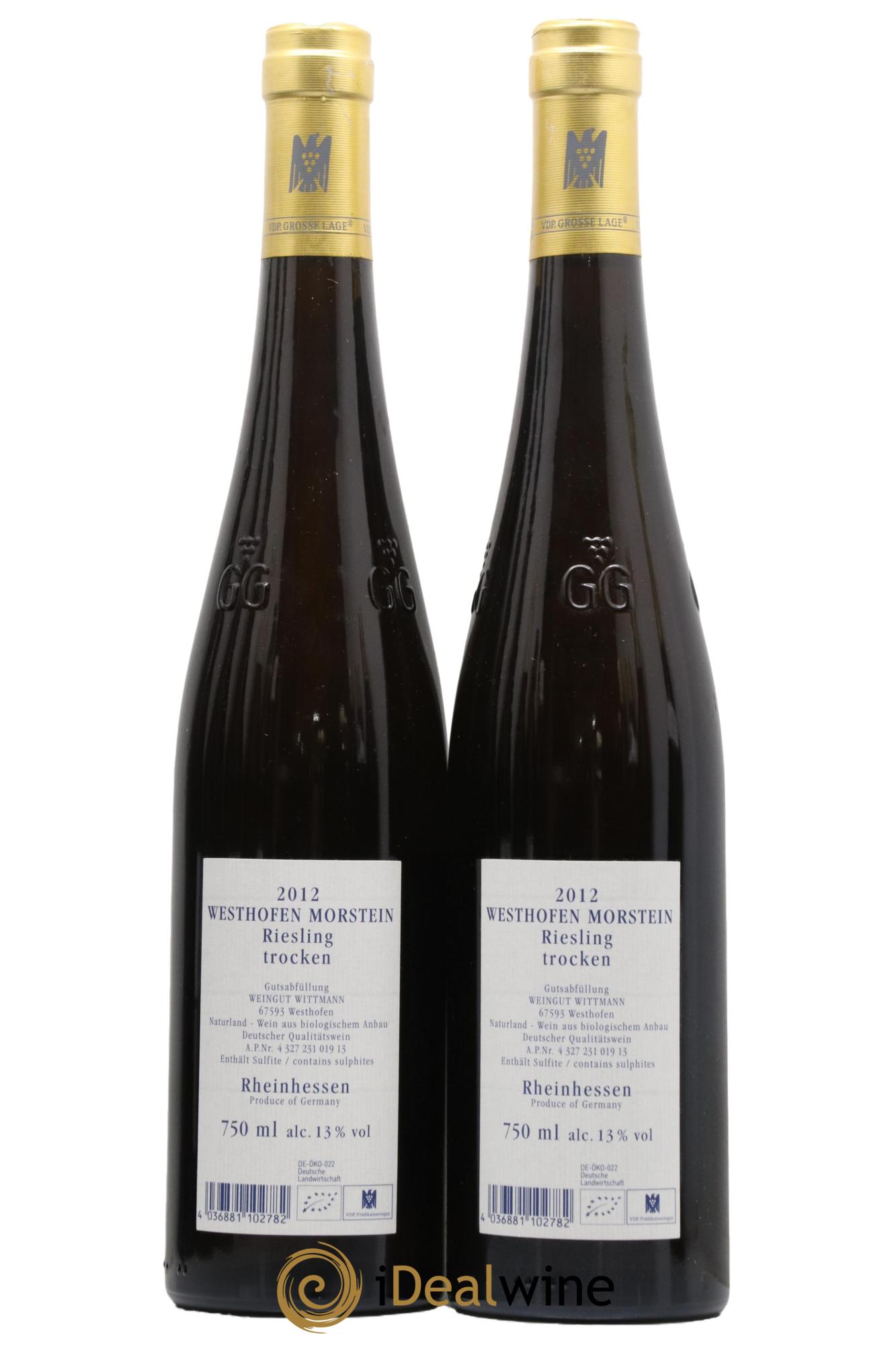 Allemagne Rheinhessen Riesling Trocken Grosses Gewachs Morstein Weingut Wittmann 2012 - Lot de 2 bouteilles - 1
