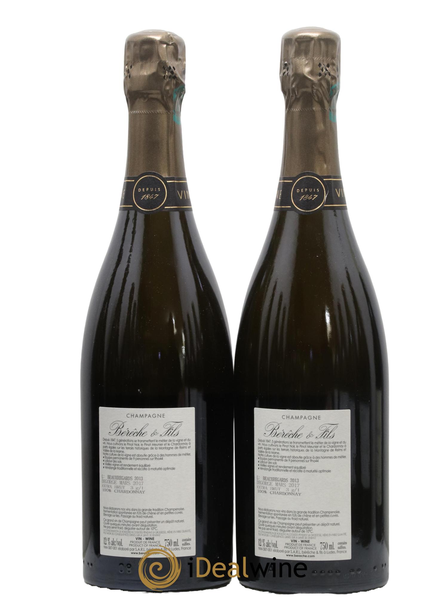 Les Beaux Regards Extra-Brut Bérêche et Fils 2013 - Lot of 2 bottles - 1