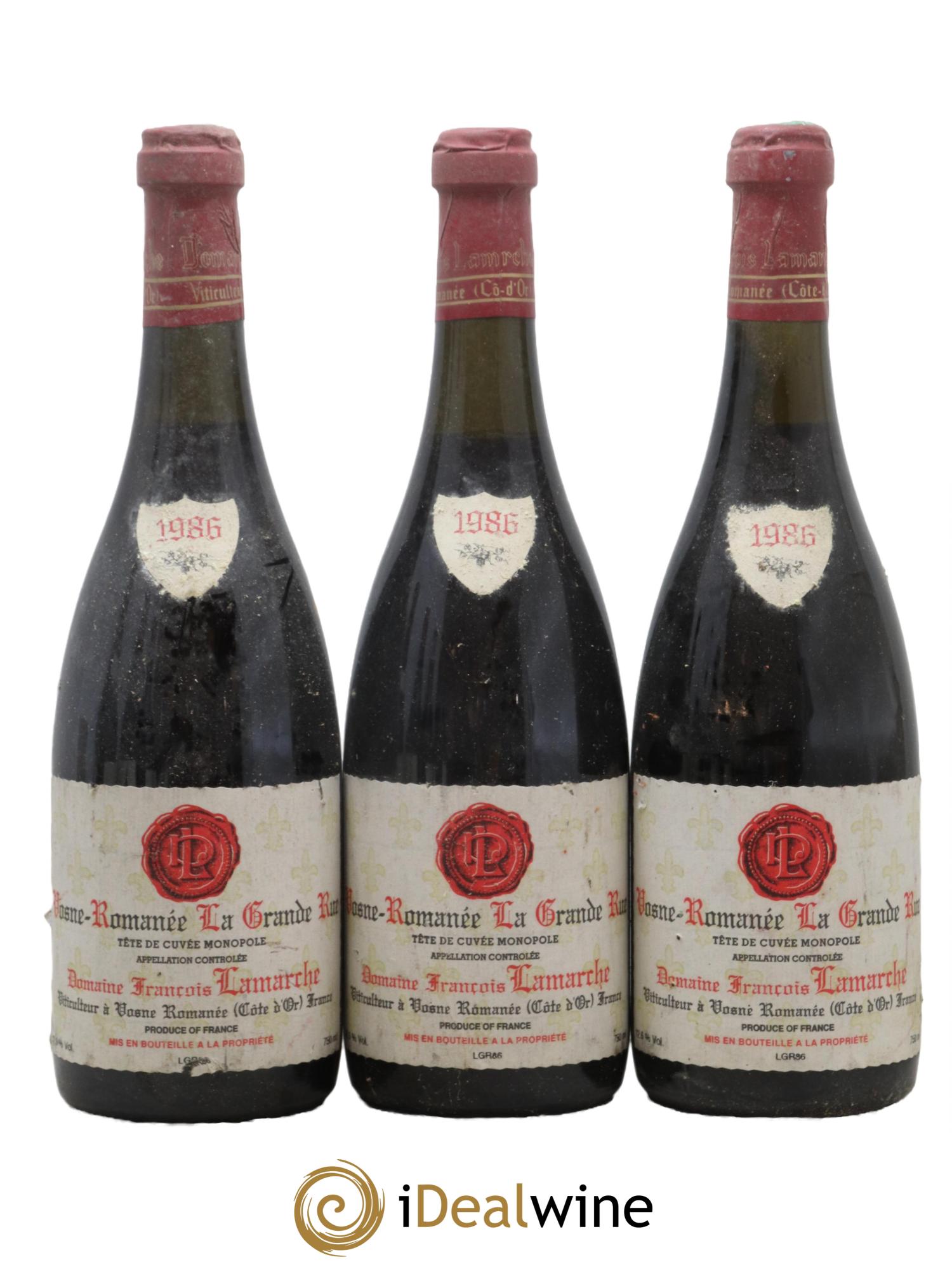 La Grande Rue Grand Cru Lamarche (Domaine) 1986 - Lot de 3 bouteilles - 0