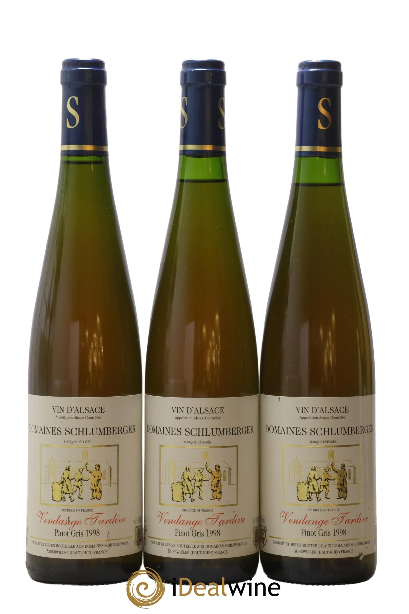 Alsace Pinot Gris Vendanges Tardives Domaine Schlumberger 1998 - Lotto di 3 bottiglie - 0