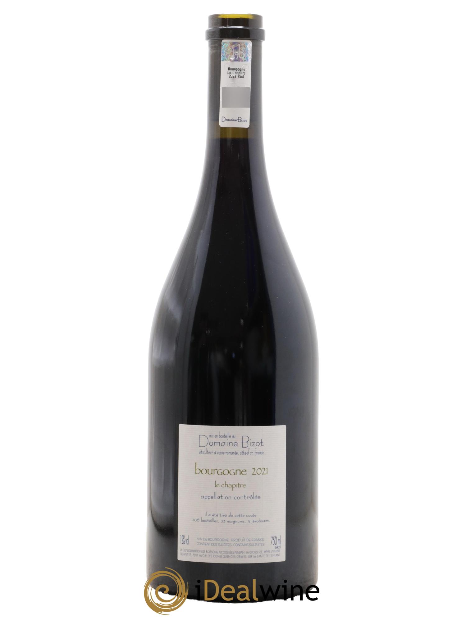 Bourgogne Le Chapitre Bizot (Domaine) 2021 - Posten von 1 Flasche - 1