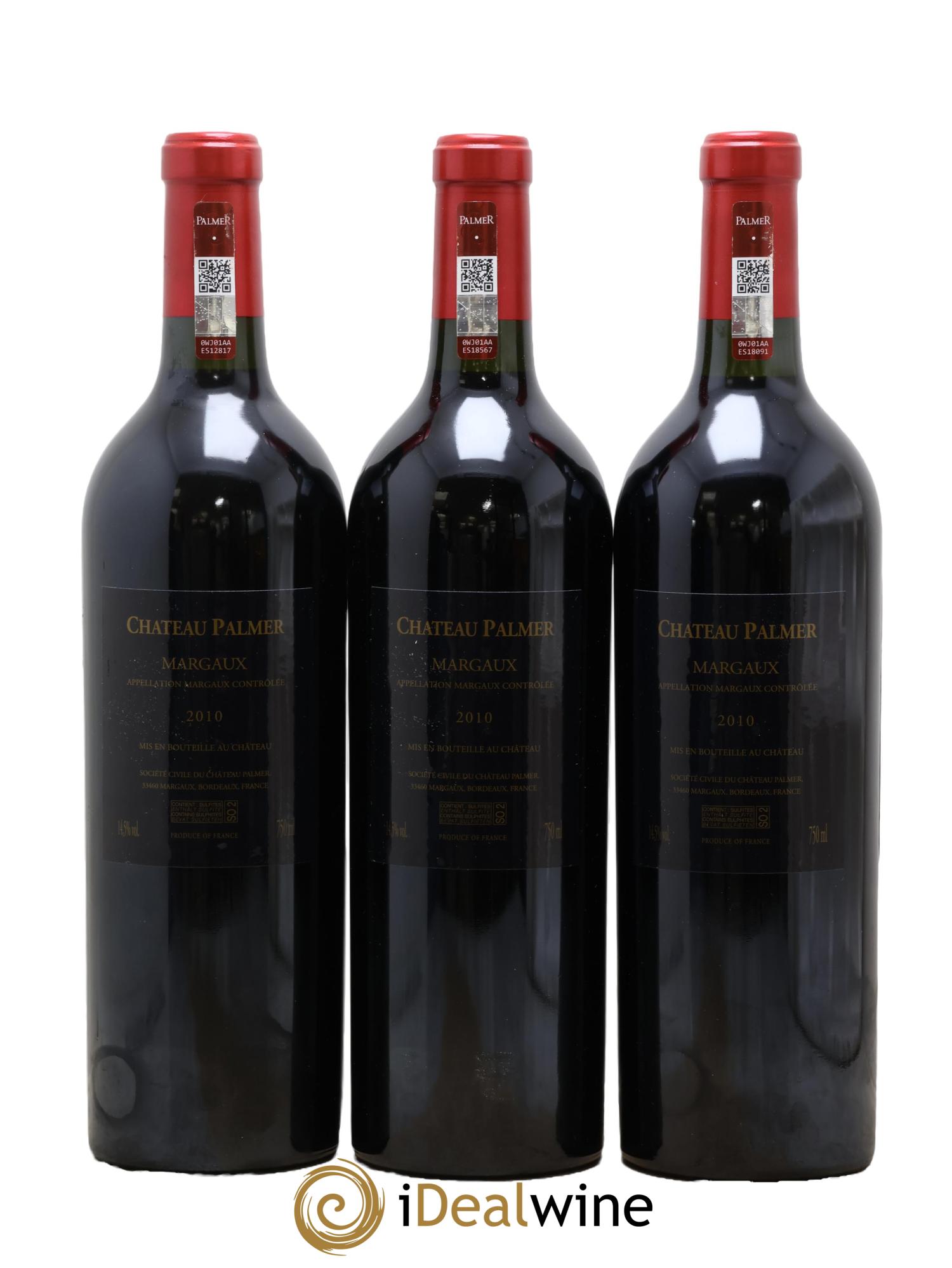 Château Palmer 3ème Grand Cru Classé 2010 - Lot of 3 bottles - 1