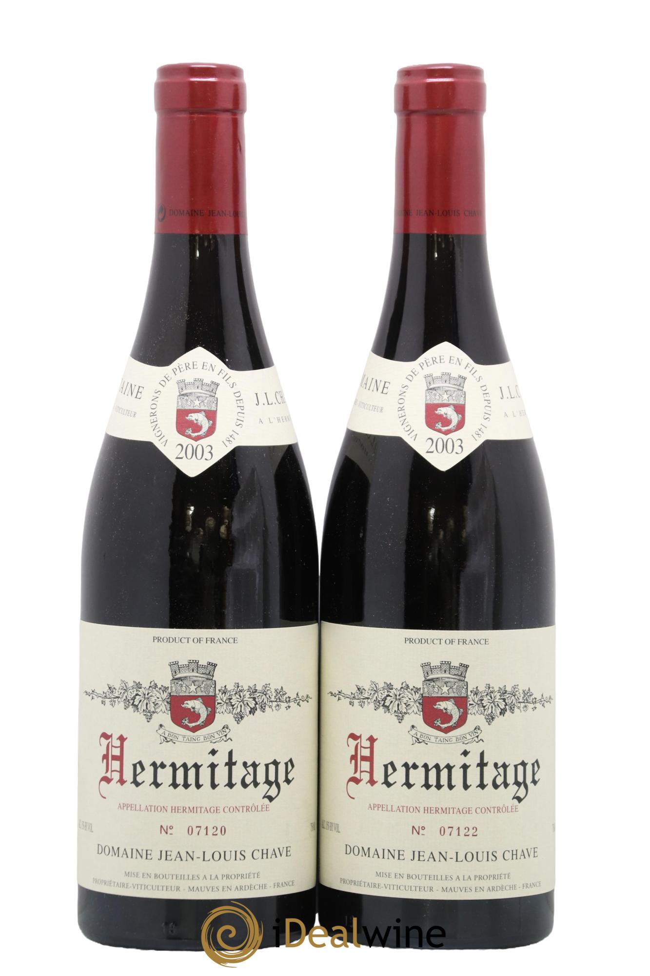Hermitage Jean-Louis Chave 2003 - Lot of 2 bottles - 0