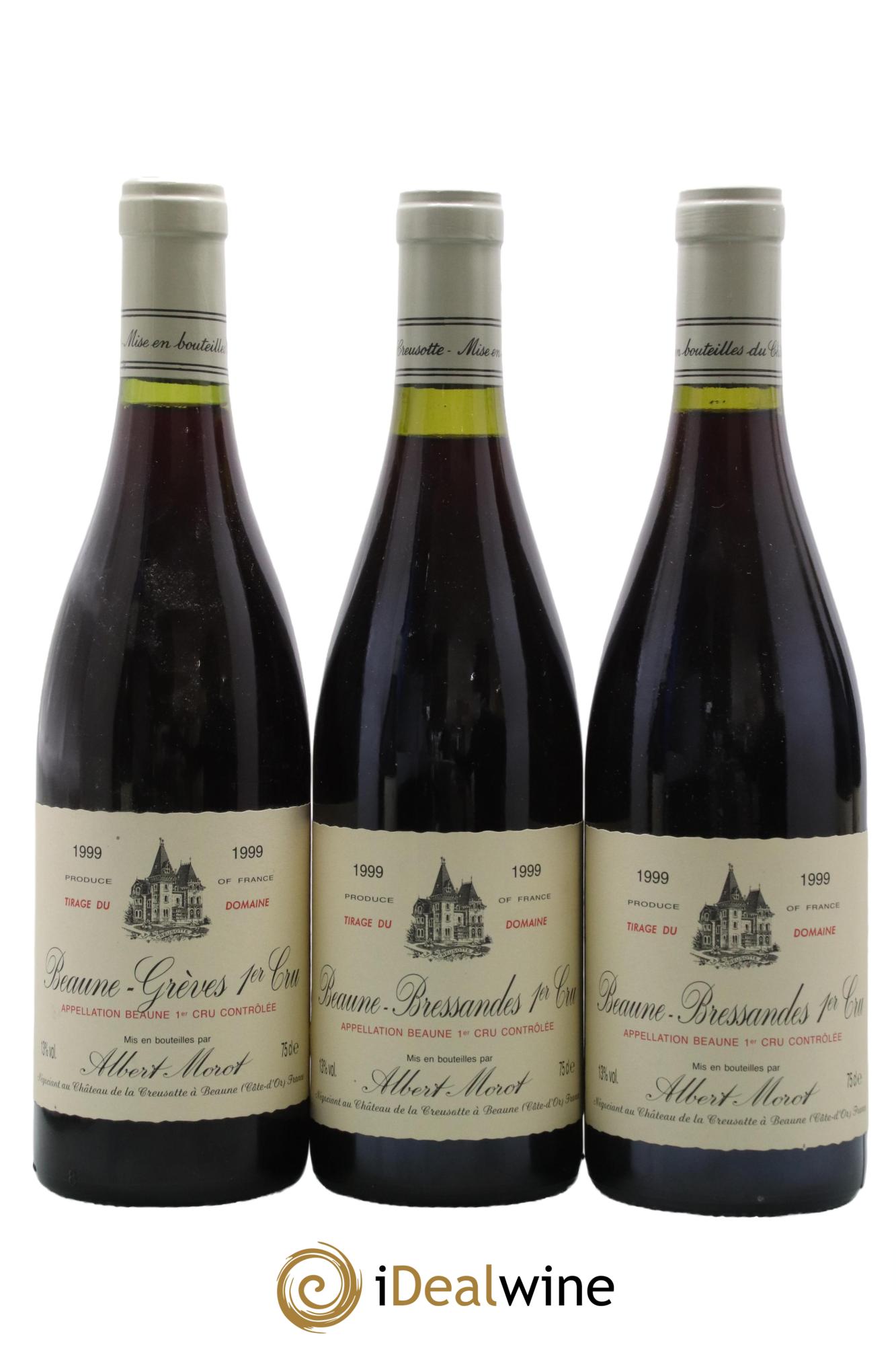 Beaune 1er Cru Bressandes Albert Morot 1999 - Lot de 3 bouteilles - 0