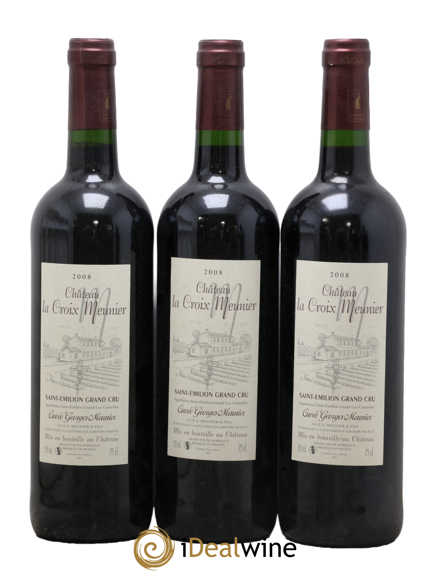 Saint-Émilion Grand Cru Cuvée Georges Meunier Château La Croix Meunier 2008 - Lot de 3 bouteilles - 0