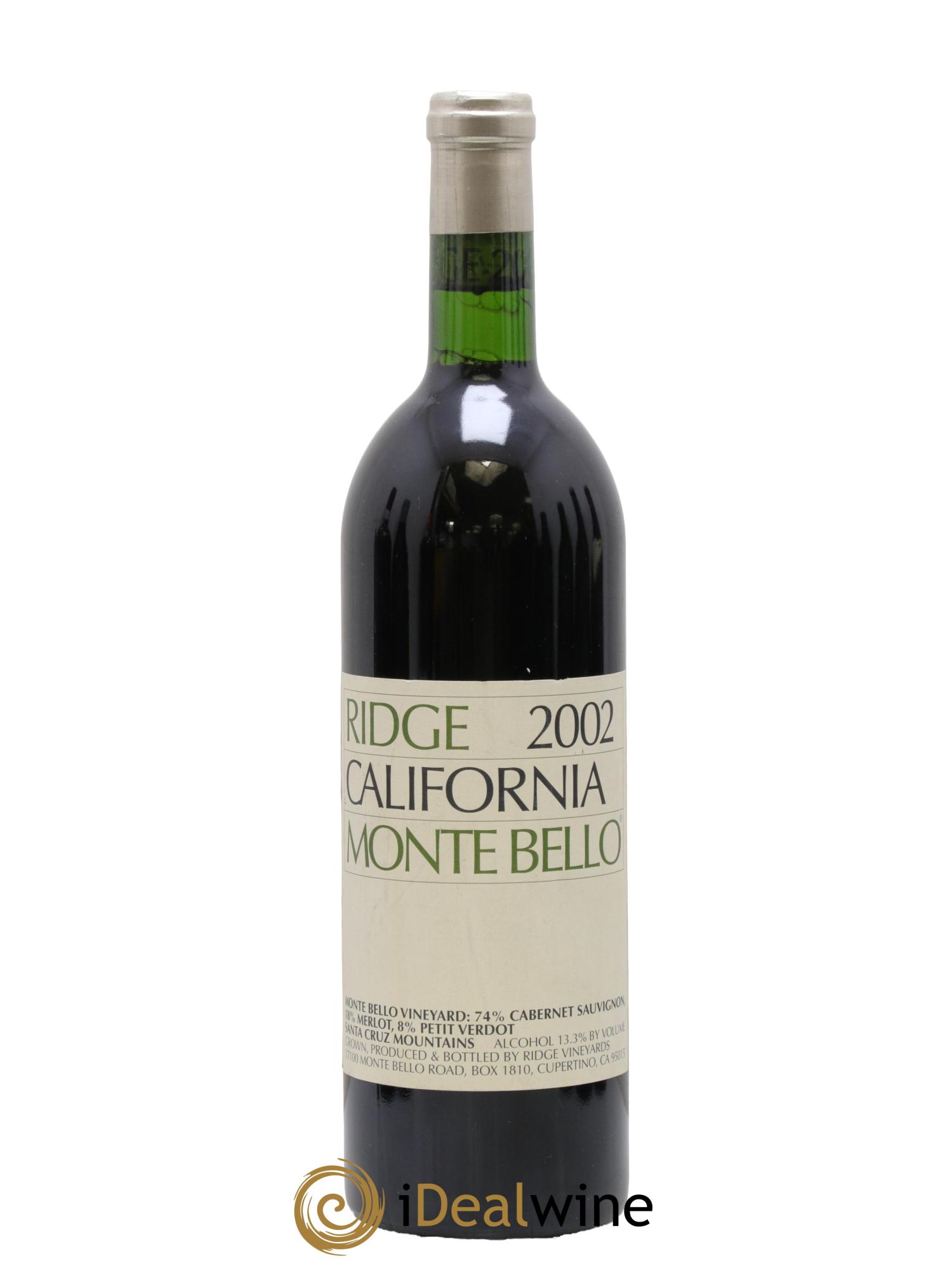 Santa Cruz Mountains Monte Bello Ridge Vineyards 2002 - Lot of 1 bottle - 0
