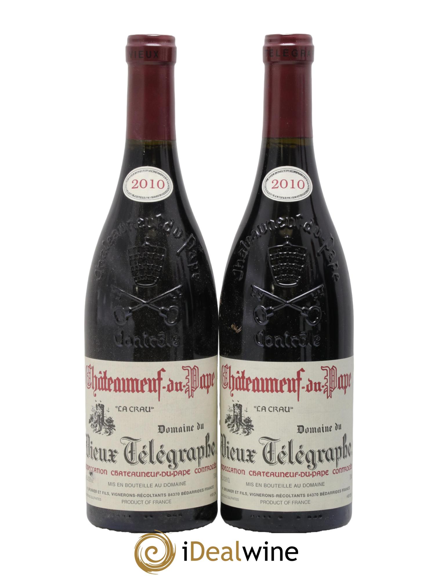 Châteauneuf-du-Pape Vieux Télégraphe (Domaine du) Vignobles Brunier 2010 - Lot de 2 bouteilles - 0