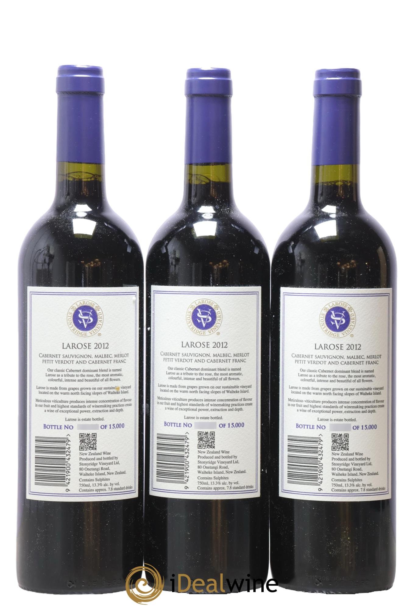 Nouvelle-Zelande Waiheke Island Larose Stonyridge Vineyard 2012 - Lot of 3 bottles - 1