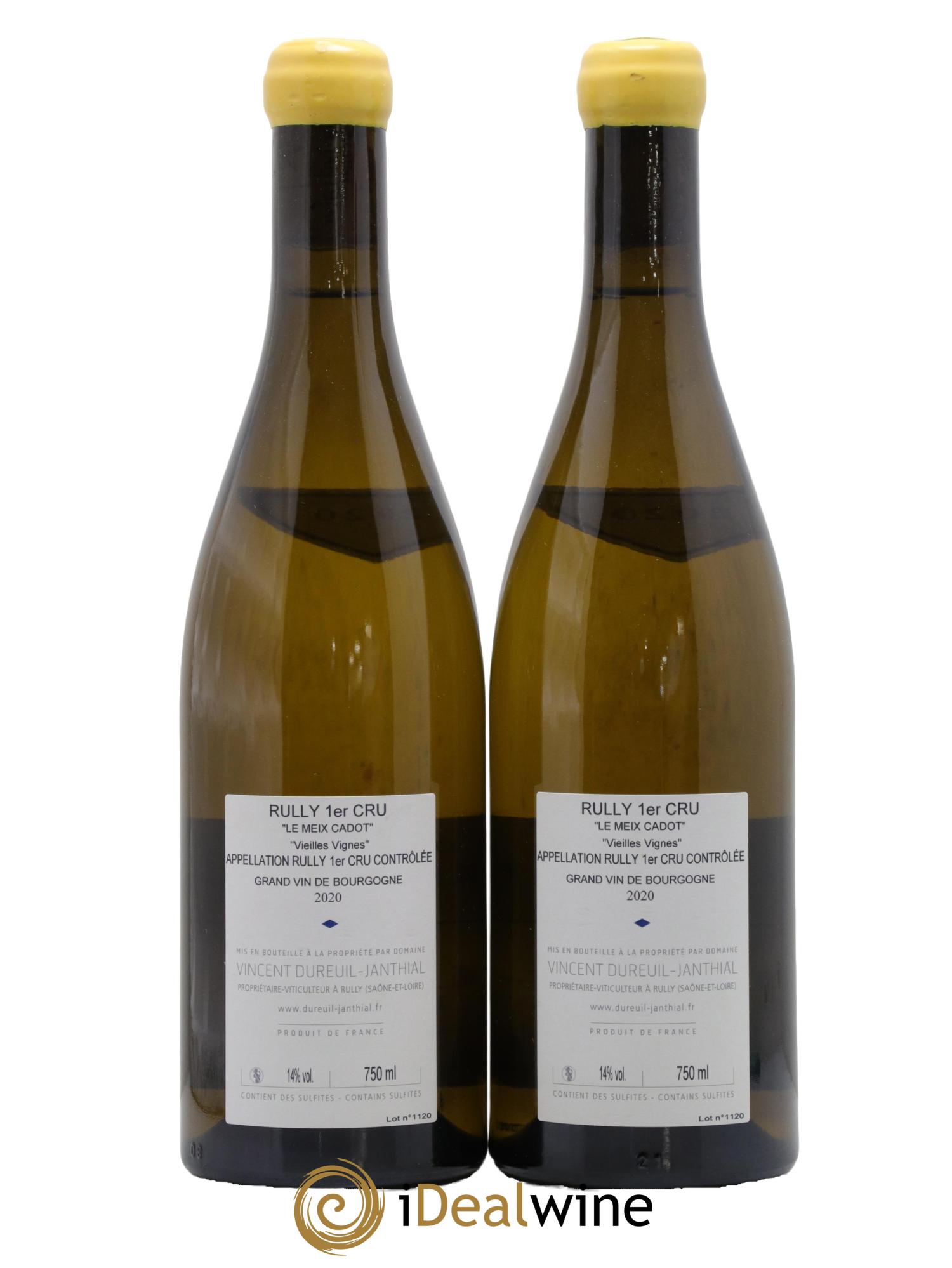 Rully 1er Cru Le Meix Cadot Vieilles Vignes Vincent Dureuil-Janthial 2020 - Posten von 2 Flaschen - 1