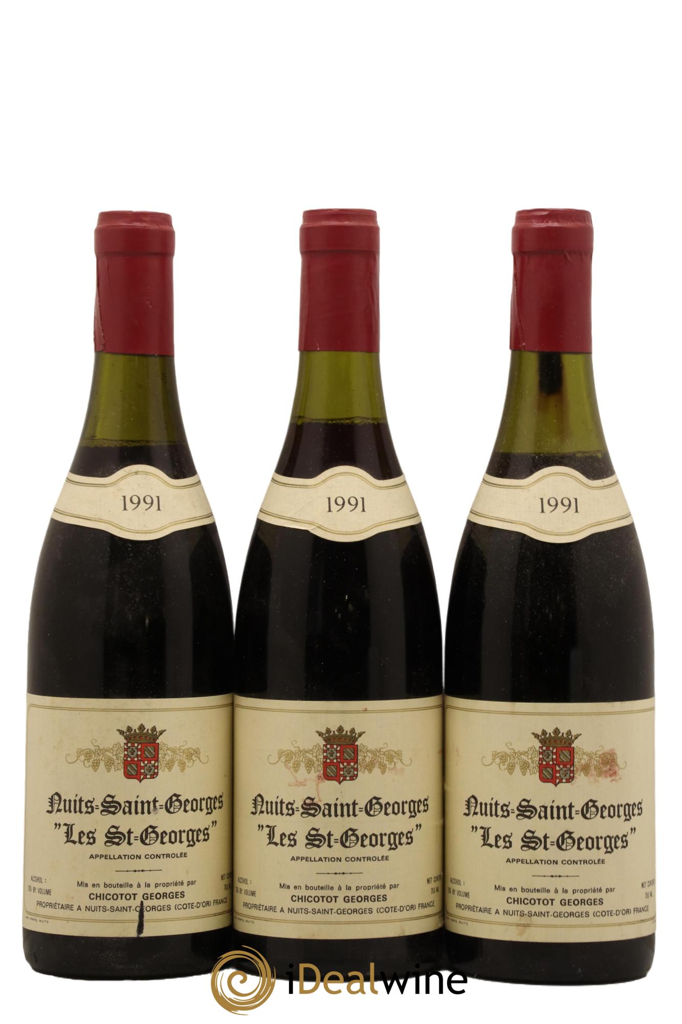 Nuits-Saint-Georges 1er Cru Les Saint-Georges Chicotot 1991 - Lot de 3 bouteilles - 0