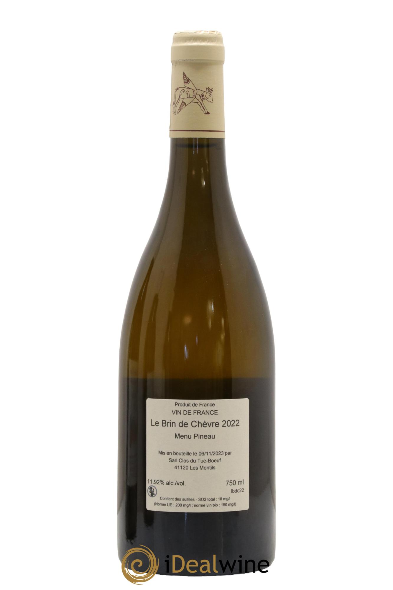 Vin de France (anciennement Touraine) Le Brin de Chèvre Clos du Tue-Boeuf 2022 - Lot de 1 bouteille - 1