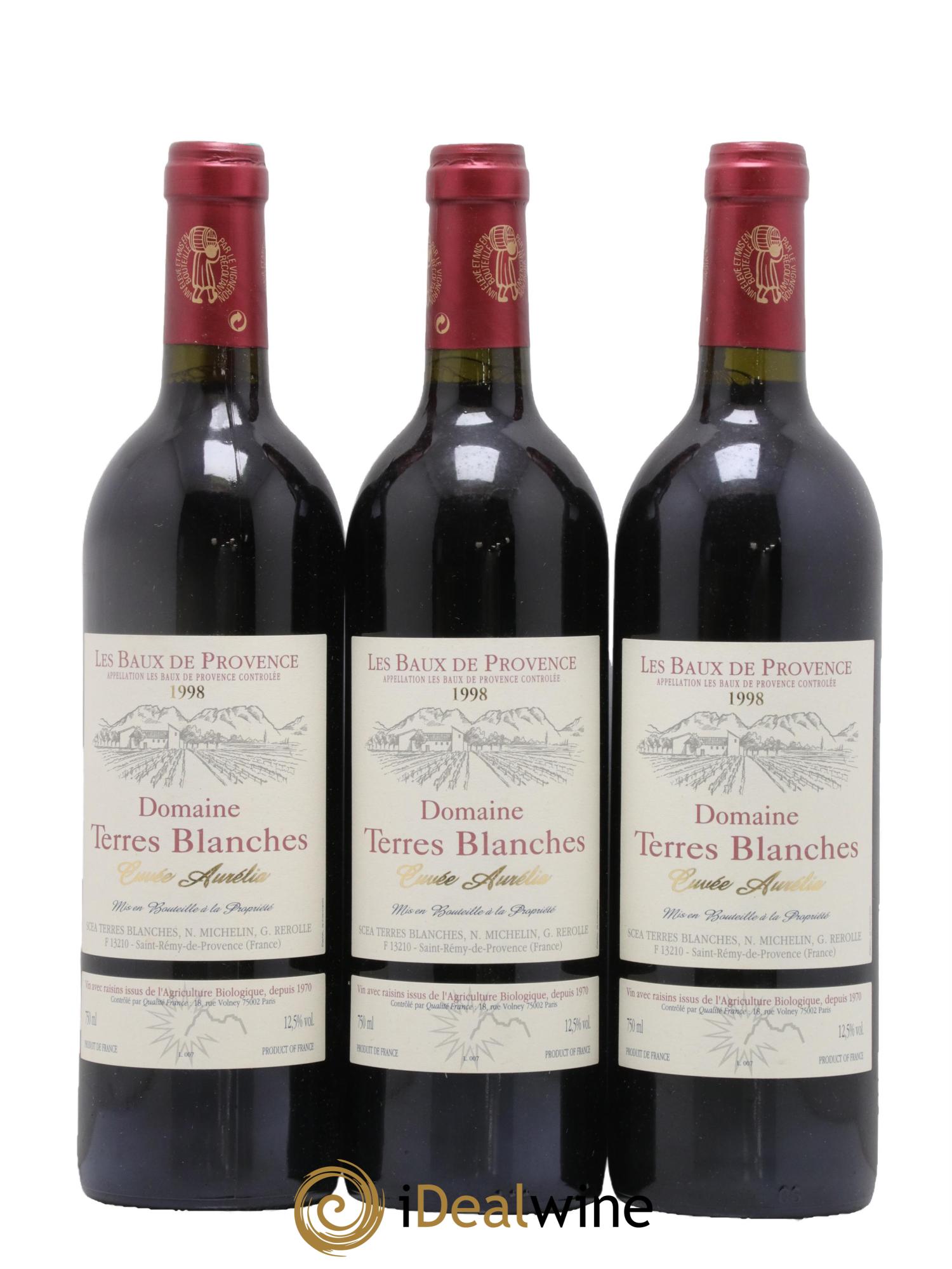Baux de Provence Cuvée Aurélia Domaine des Terres Blanches 1998 - Lot de 3 bouteilles - 0
