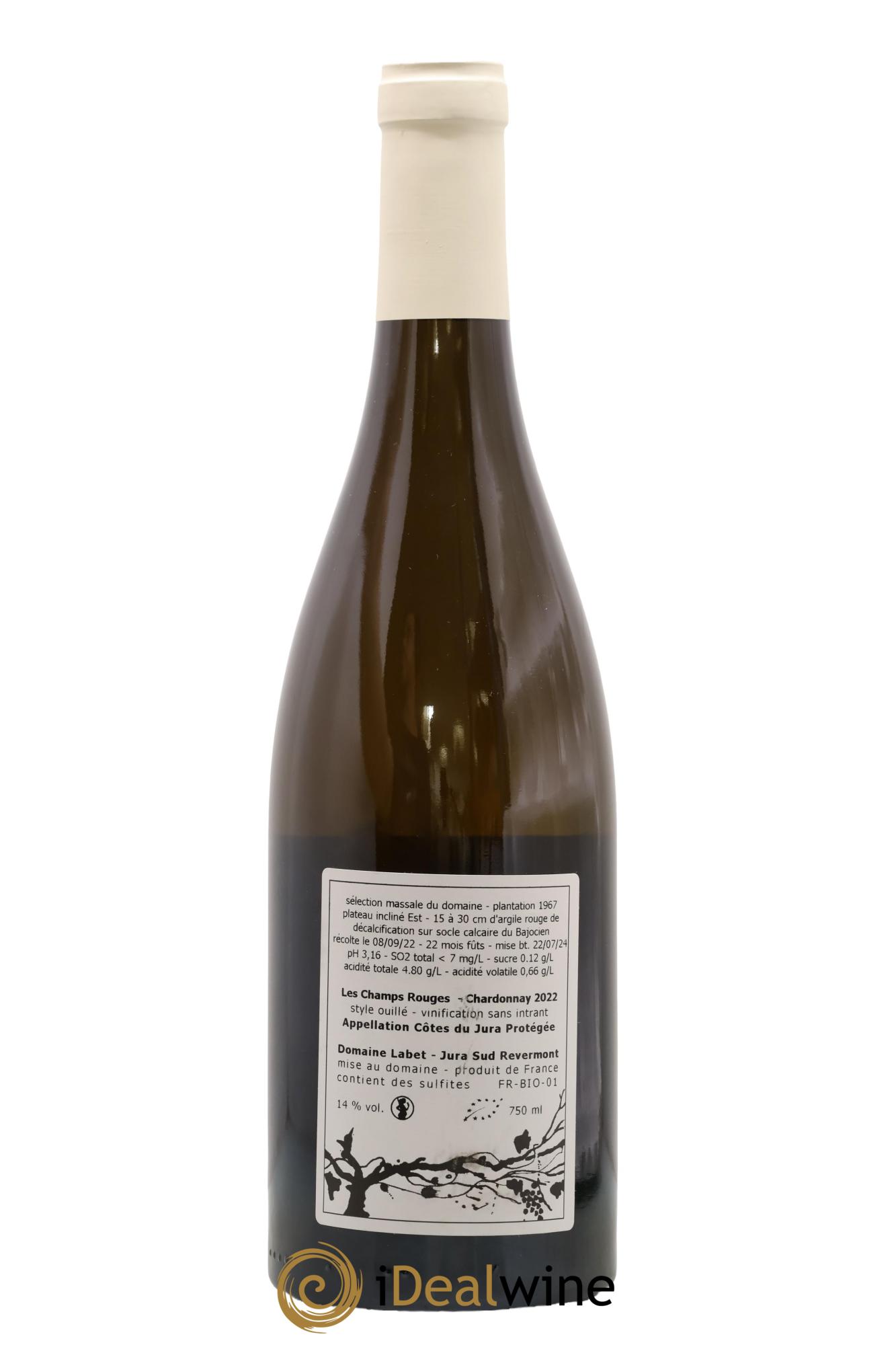 Côtes du Jura Chardonnay Les Champs Rouges Romain - Julien - Charline Labet 2022 - Lotto di 1 bottiglia - 1