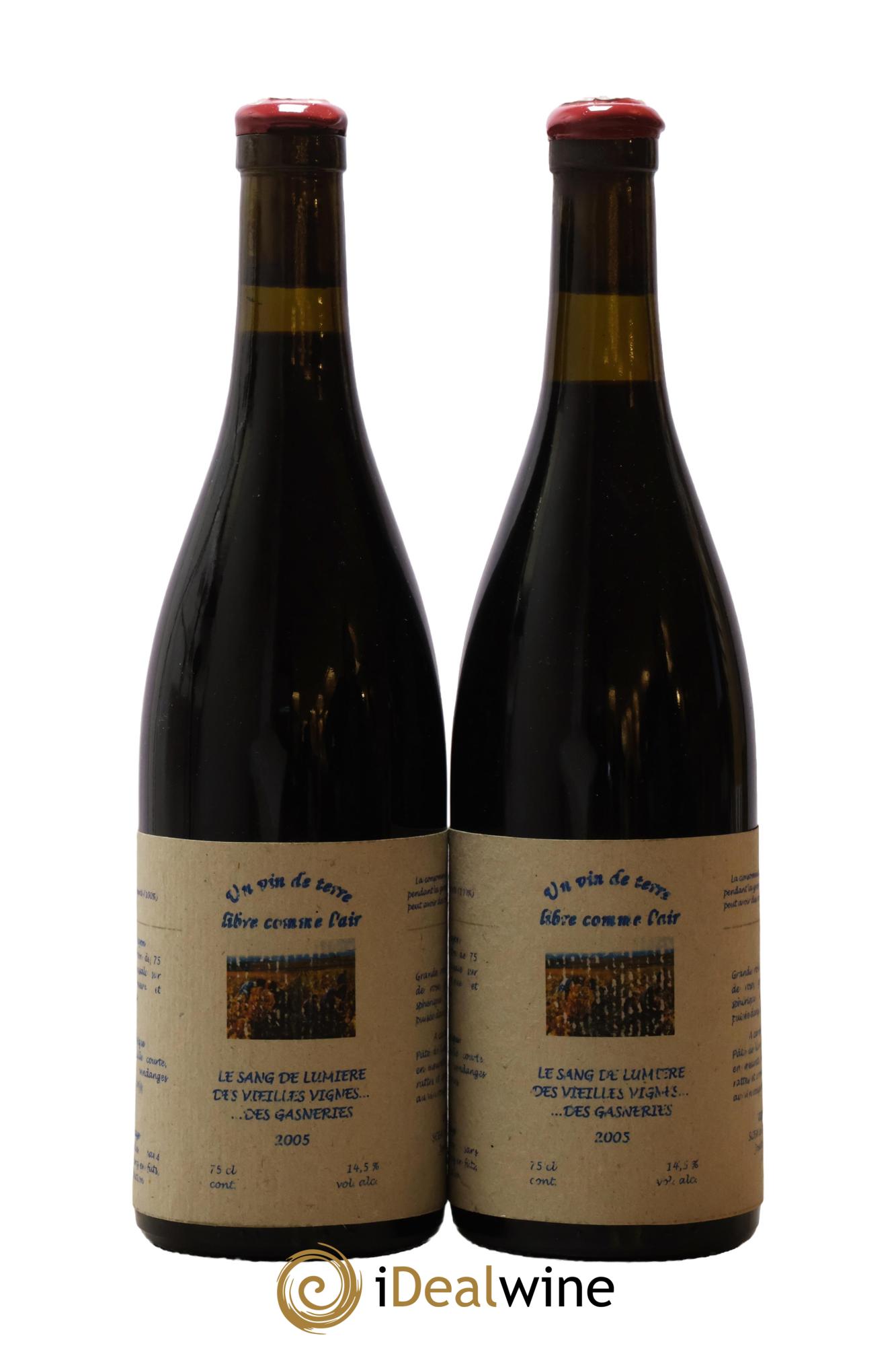 Vin de France Un vin de Terre Libre comme l'Air Le Sang de Lumière des Vieilles Vignes ... des Gasneries Josette Medau & Pierre Weyand 2005 - Posten von 2 Flaschen - 0