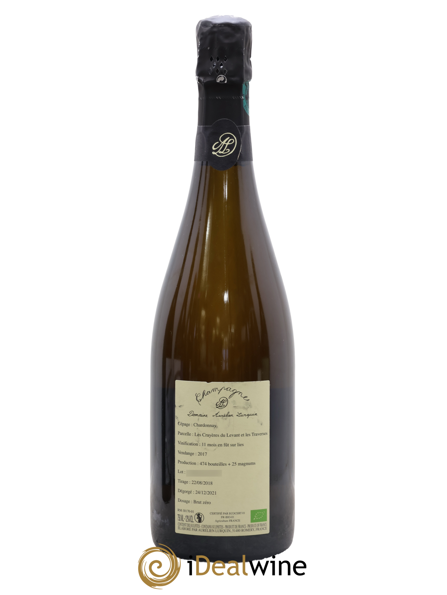 Chardonnay Les Crayères du Levant et Les Traverses Aurélien Lurquin 2017 - Lot de 1 bouteille - 1