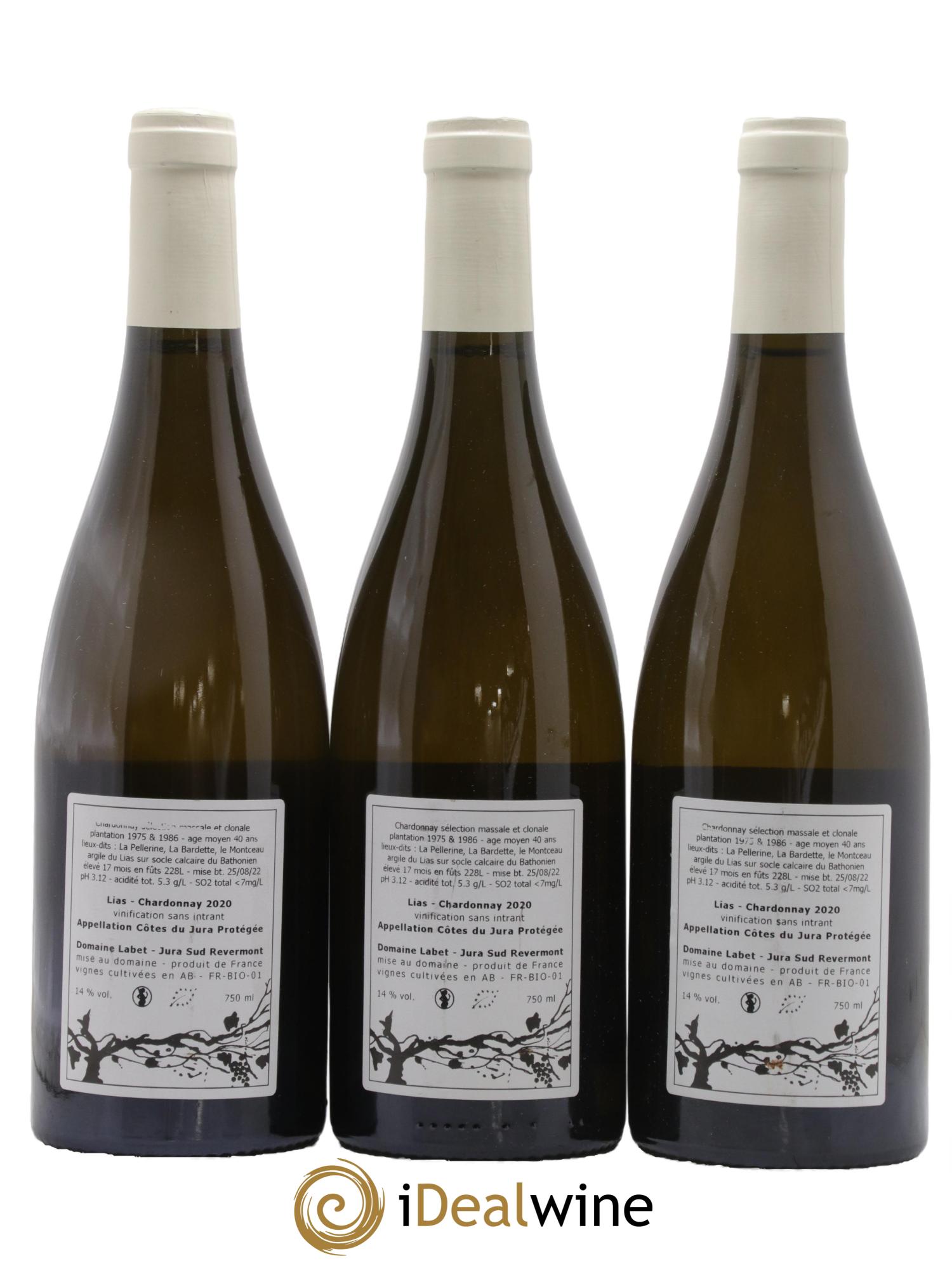 Côtes du Jura Chardonnay Lias Romain - Julien  - Charline Labet 2020 - Lot de 3 bouteilles - 1