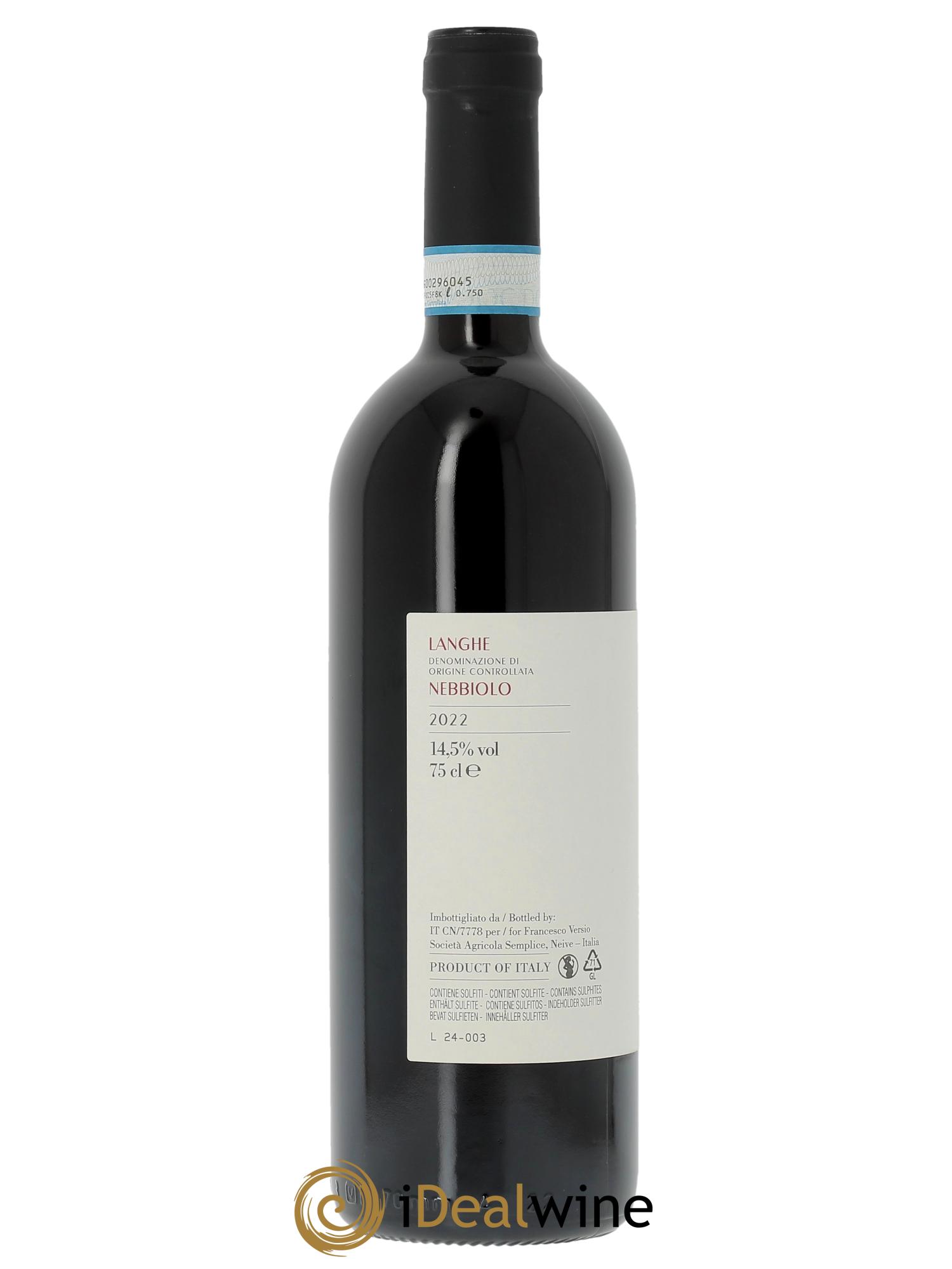 Langhe Nebbiolo DOC Francesco Versio  2022 - Lot de 1 bouteille - 1