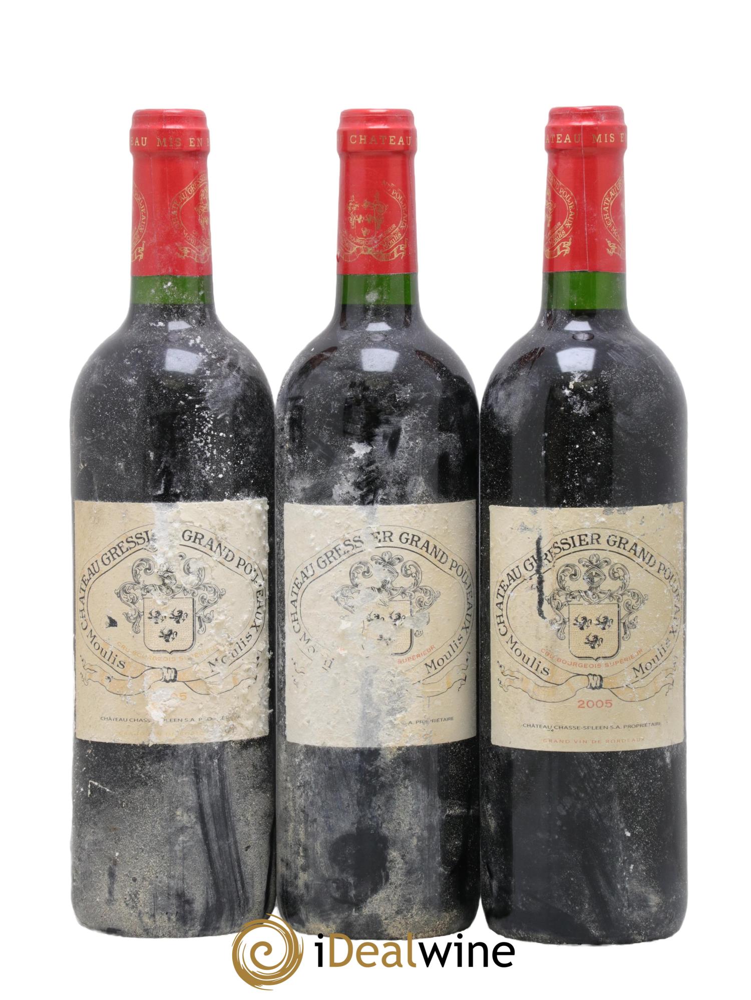 Château Gressier Grand Poujeaux Cru Bourgeois 2005 - Lotto di 3 bottiglie - 0