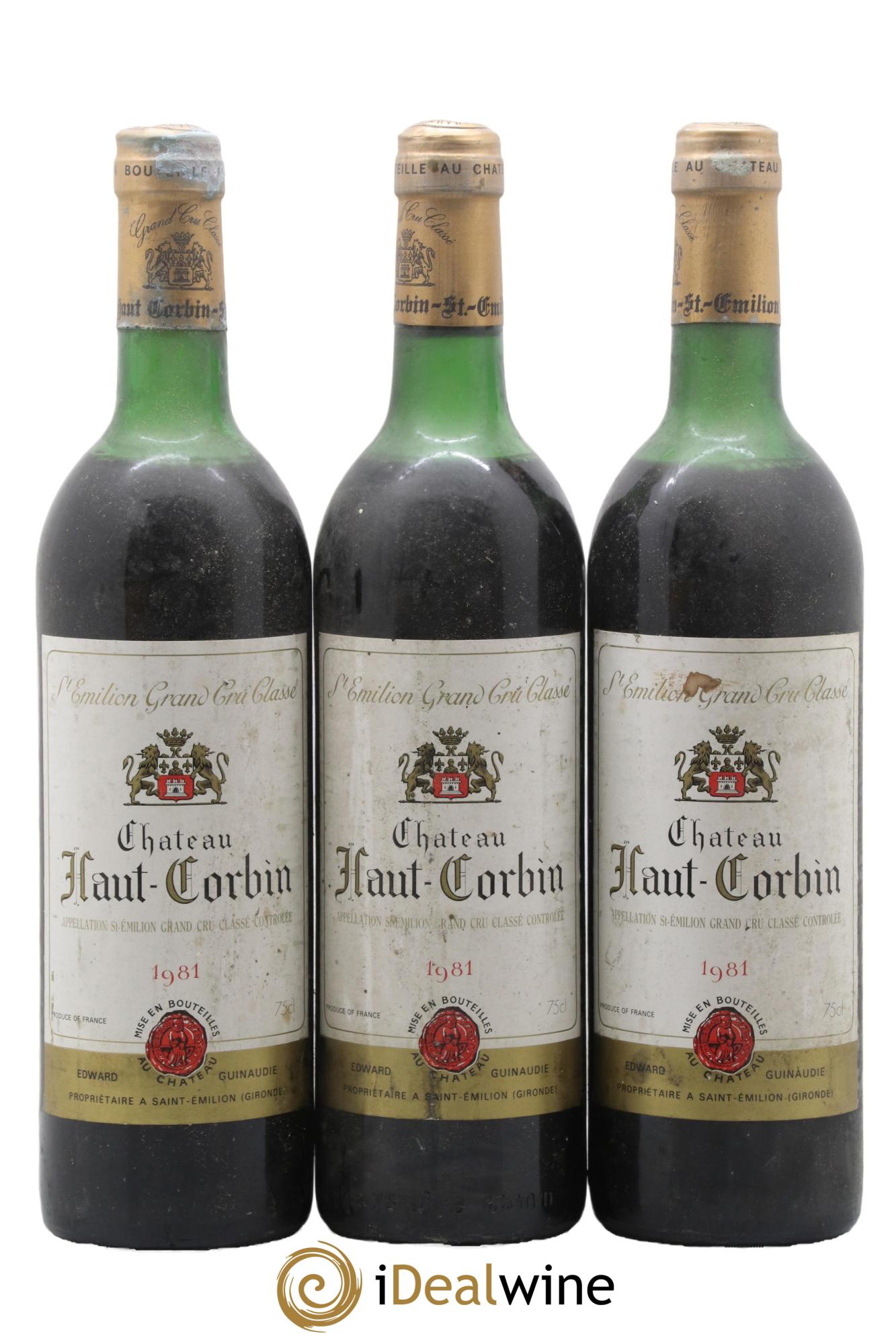 Saint-Émilion Grand Cru Chateau Haut-Corbin 1981 - Lot of 3 bottles - 0