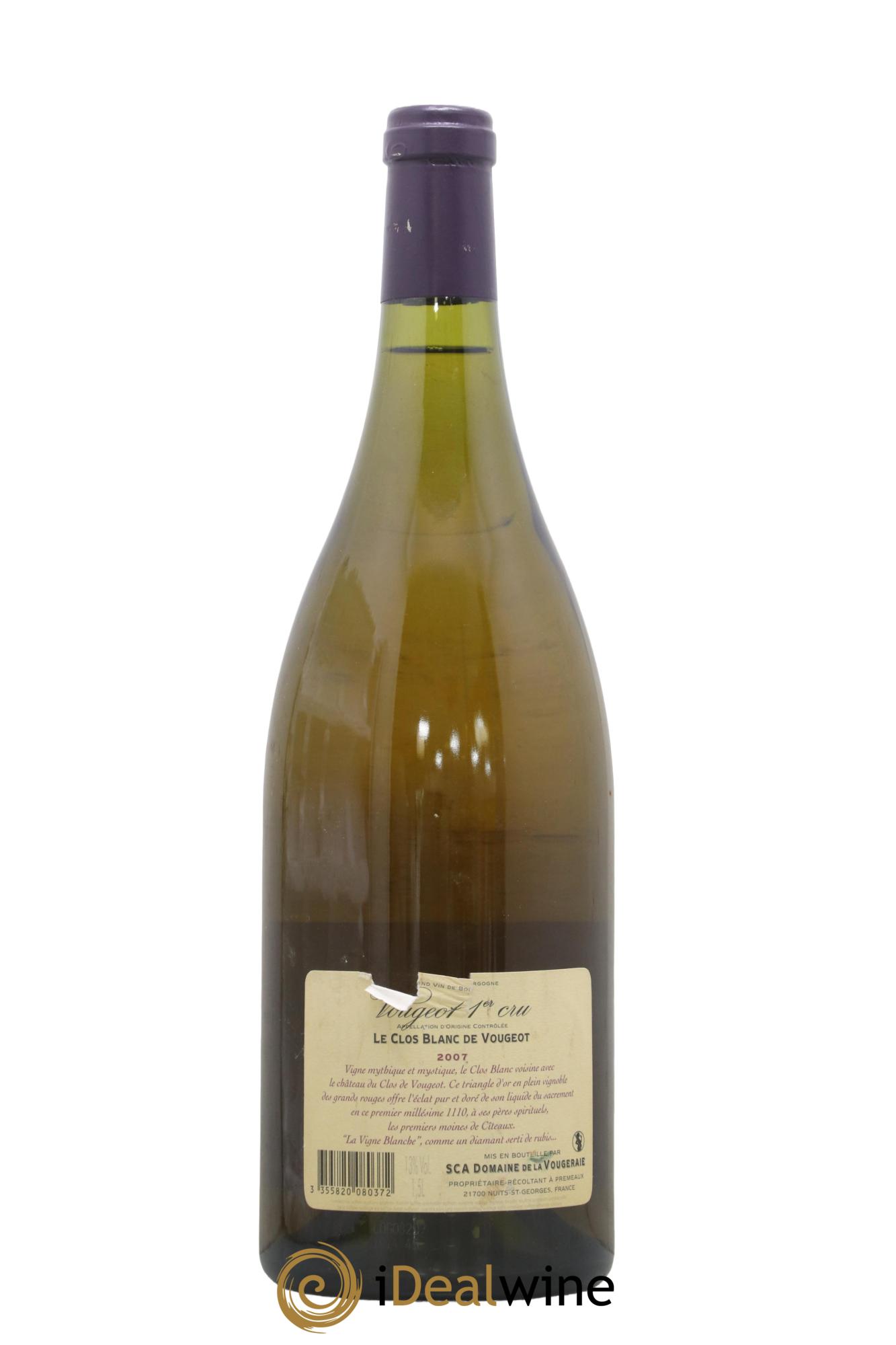 Vougeot 1er Cru Le Clos Blanc de Vougeot La Vougeraie 2007 - Lot of 1 magnum - 1
