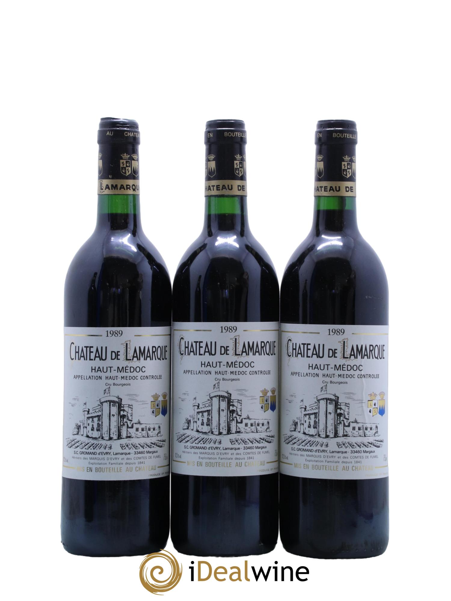 Château de Lamarque Cru Bourgeois 1989 - Lot de 3 bouteilles - 0
