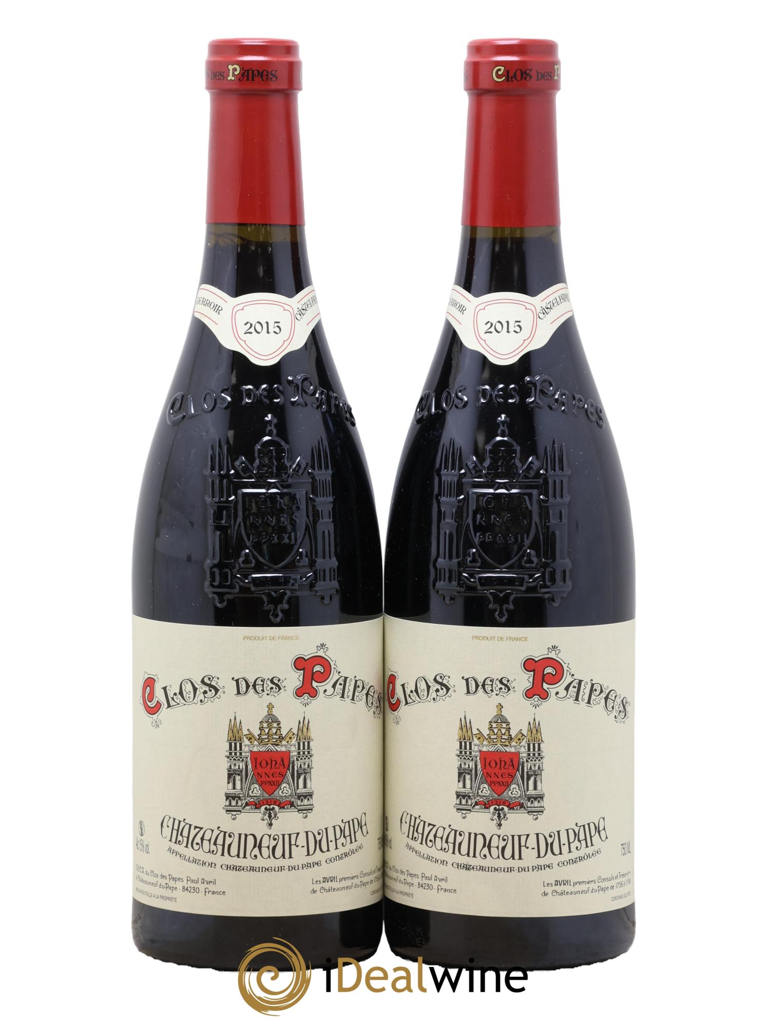 Châteauneuf-du-Pape Clos des Papes - Paul Avril 2015 - Lot de 2 bouteilles - 0