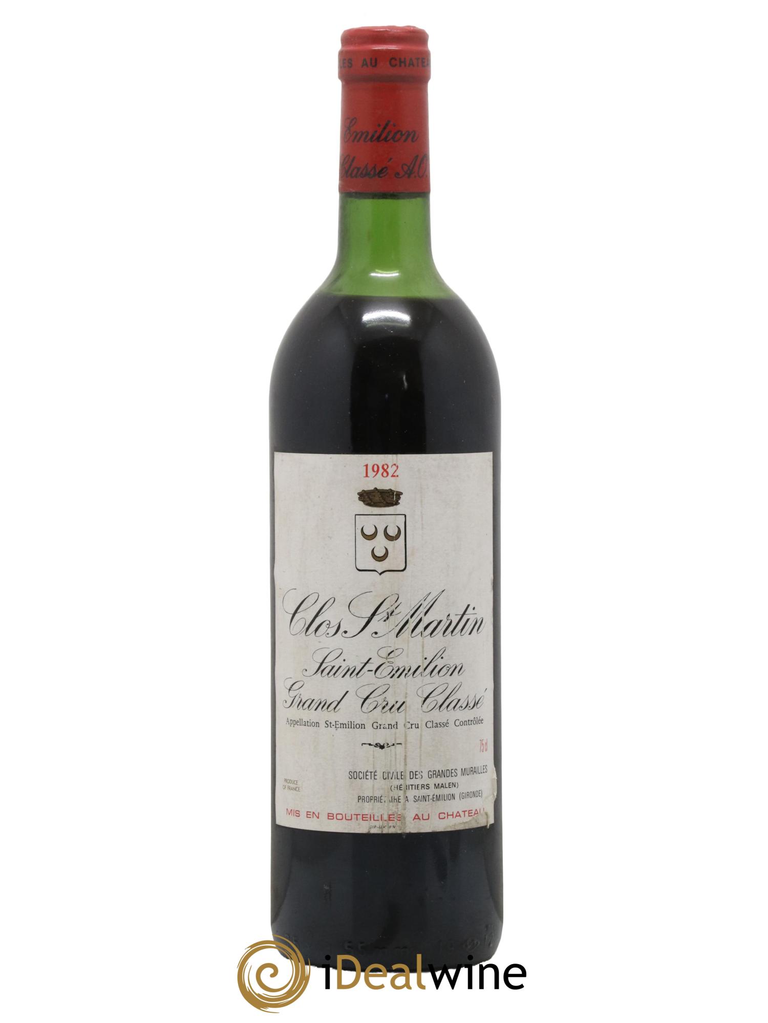 Clos Saint Martin Grand Cru Classé 1982 - Lot de 1 bouteille - 0