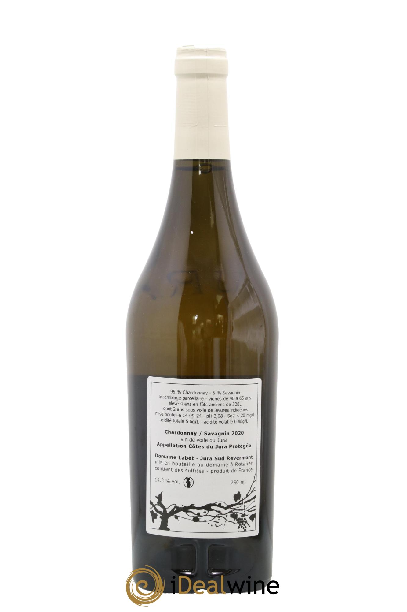 Côtes du Jura Vin de Voile Chardonnay-Savagnin Romain - Julien - Charline Labet 2020 - Lot de 1 bouteille - 1