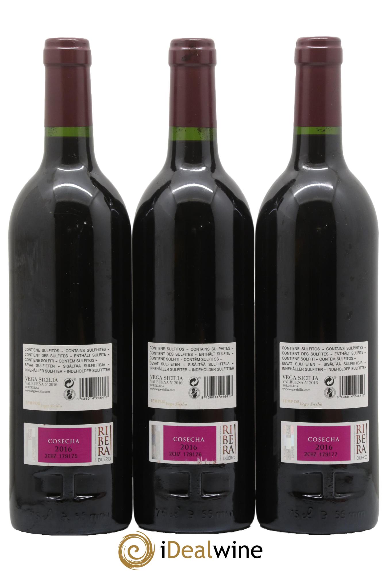 Ribera Del Duero DO Vega Sicilia Valbuena 5 ano Famille Alvarez 2016 - Posten von 3 Flaschen - 1