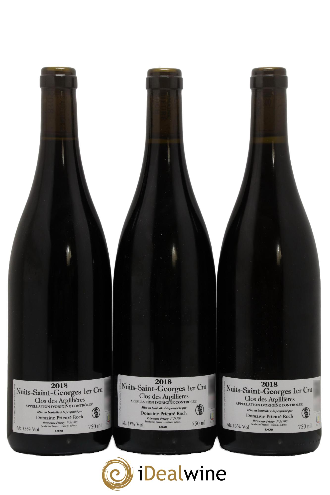 Nuits-Saint-Georges 1er Cru Clos des Argillières Prieuré Roch 2018 - Posten von 3 Flaschen - 1