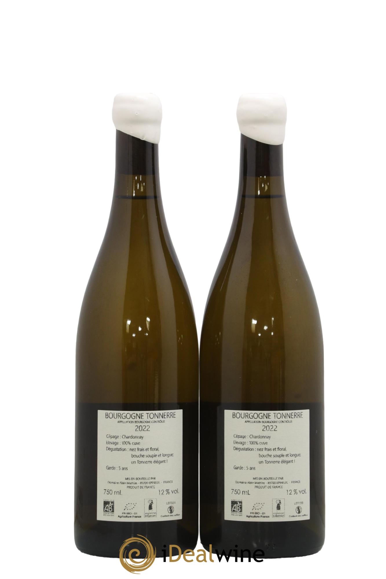 Bourgogne Tonnerre Domaine Alain Mathias 2022 - Lot de 2 bouteilles - 1