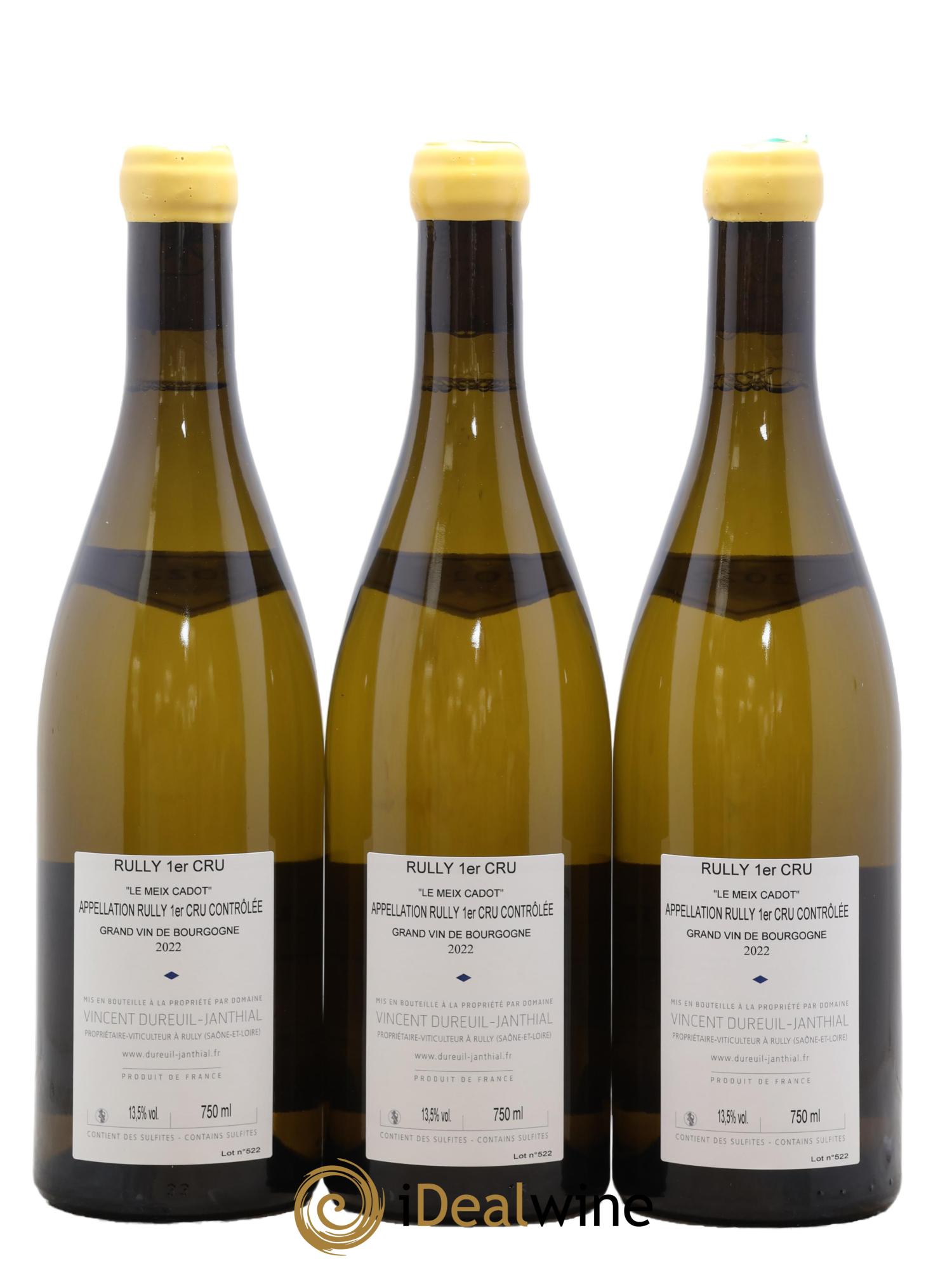 Rully 1er Cru Le Meix Cadot Vincent Dureuil-Janthial 2022 - Posten von 3 Flaschen - 1