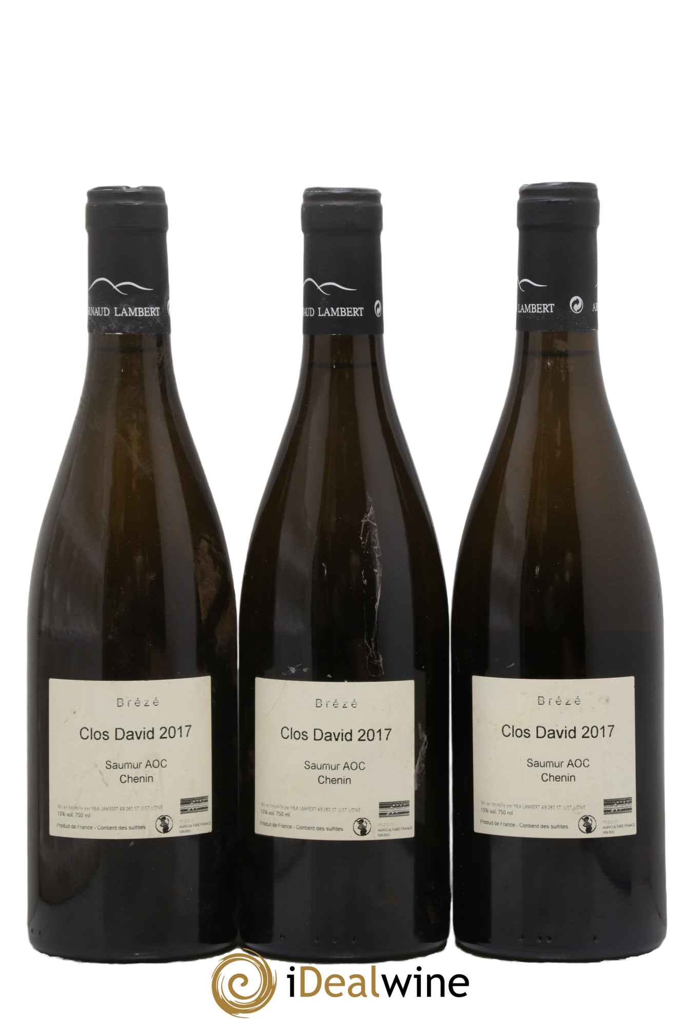 Saumur Brézé Clos David Arnaud Lambert 2017 - Lot of 3 bottles - 1