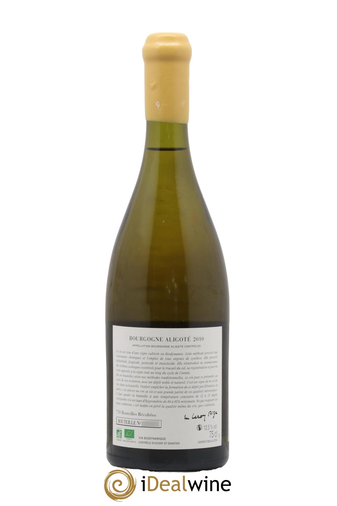 Bourgogne Aligoté Sous Chatelet d'Auvenay (Domaine) 2010 - Lot of 1 bottle - 1